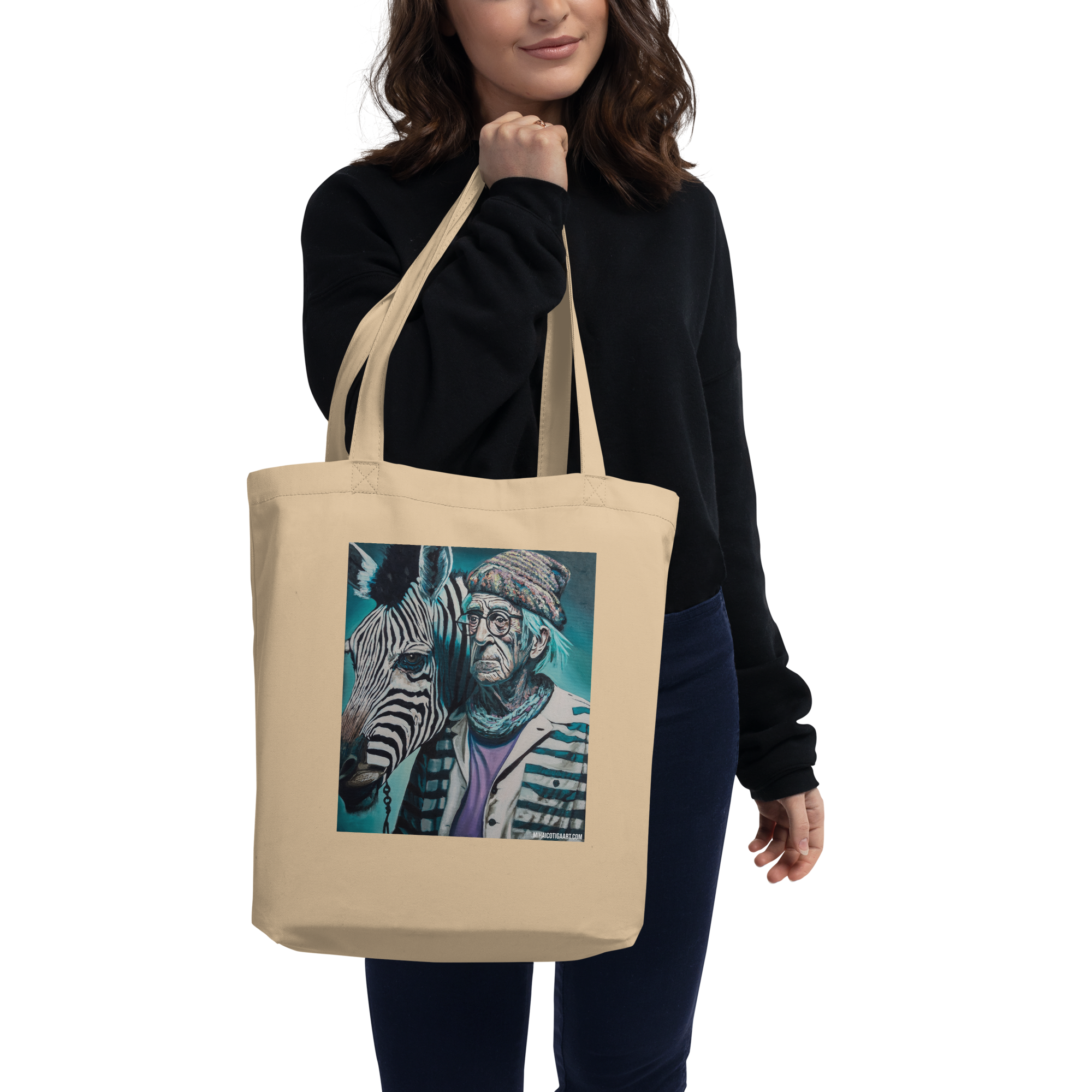 "Taking the Zebra for a Walk Again" Eco Tote Bag