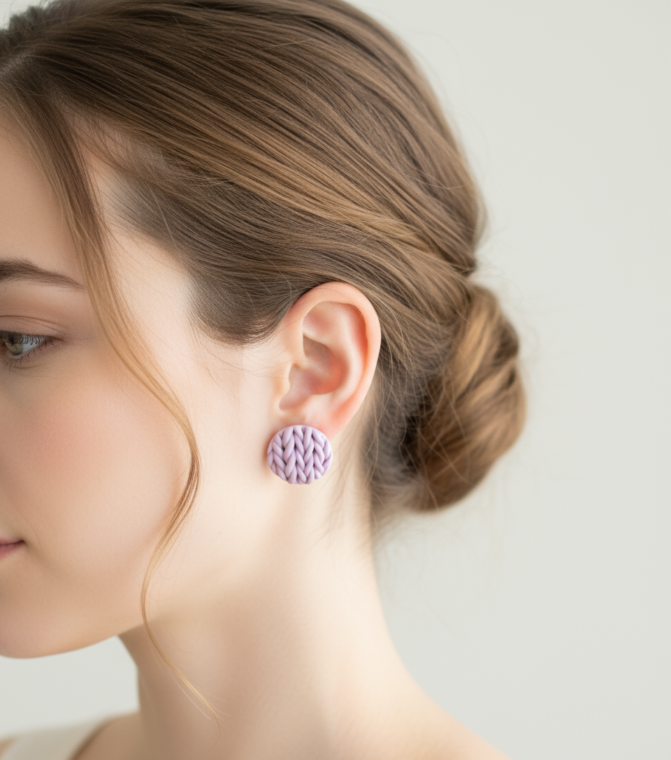 Liliowe kolczyki plecione Fabric