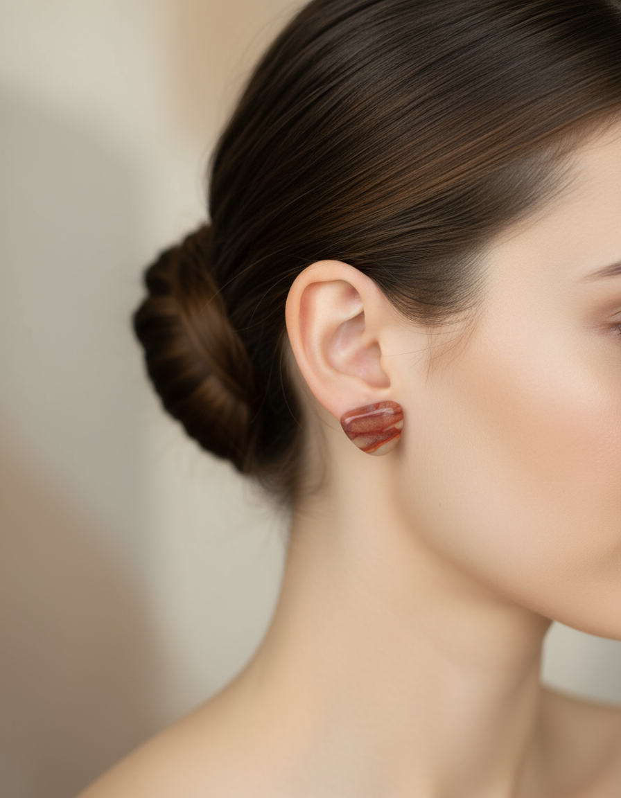 Kolczyki Gemstone - czerwony kamień