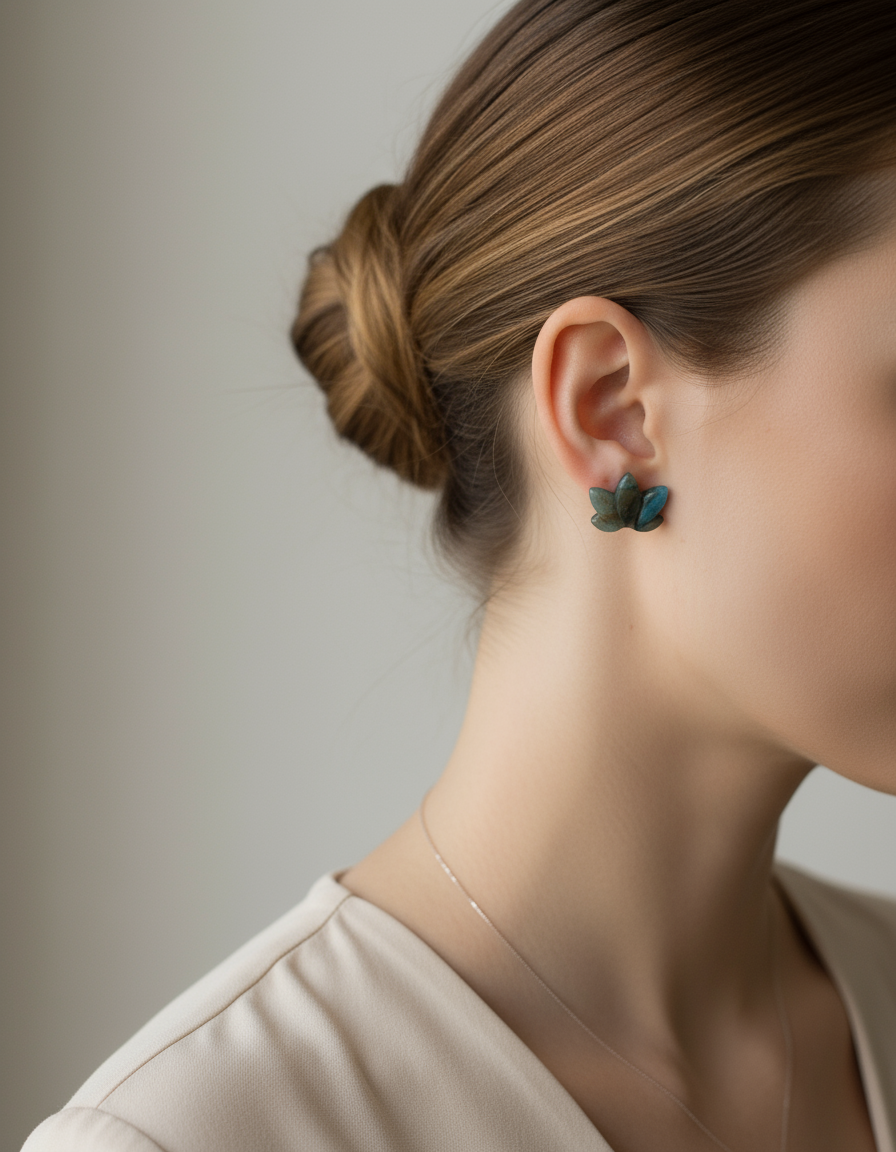 Kolczyki Gemstone - niebieski lotos