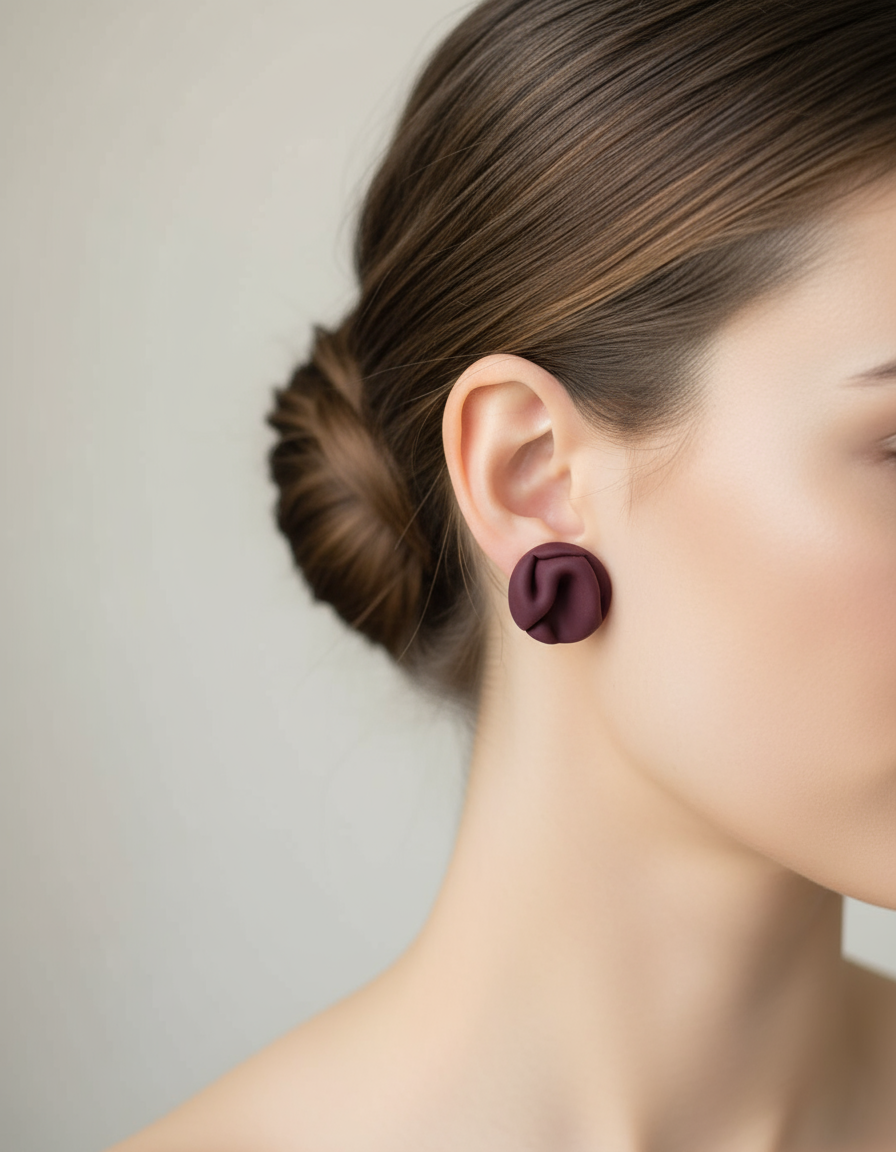 Burgundowe kolczyki Fabric