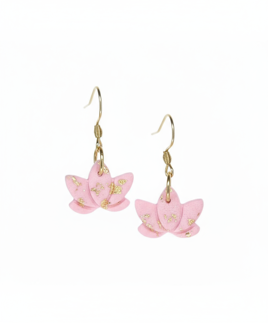 Kolczyki kwiat lotosu jasny róż