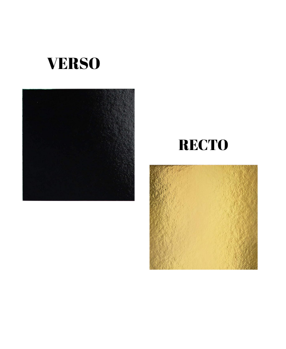 Lot de 50 Supports à Gâteaux -20 x 20 cm -Carton Réversible Doré & Noir -Epaisseur 1 mm - Carré- 