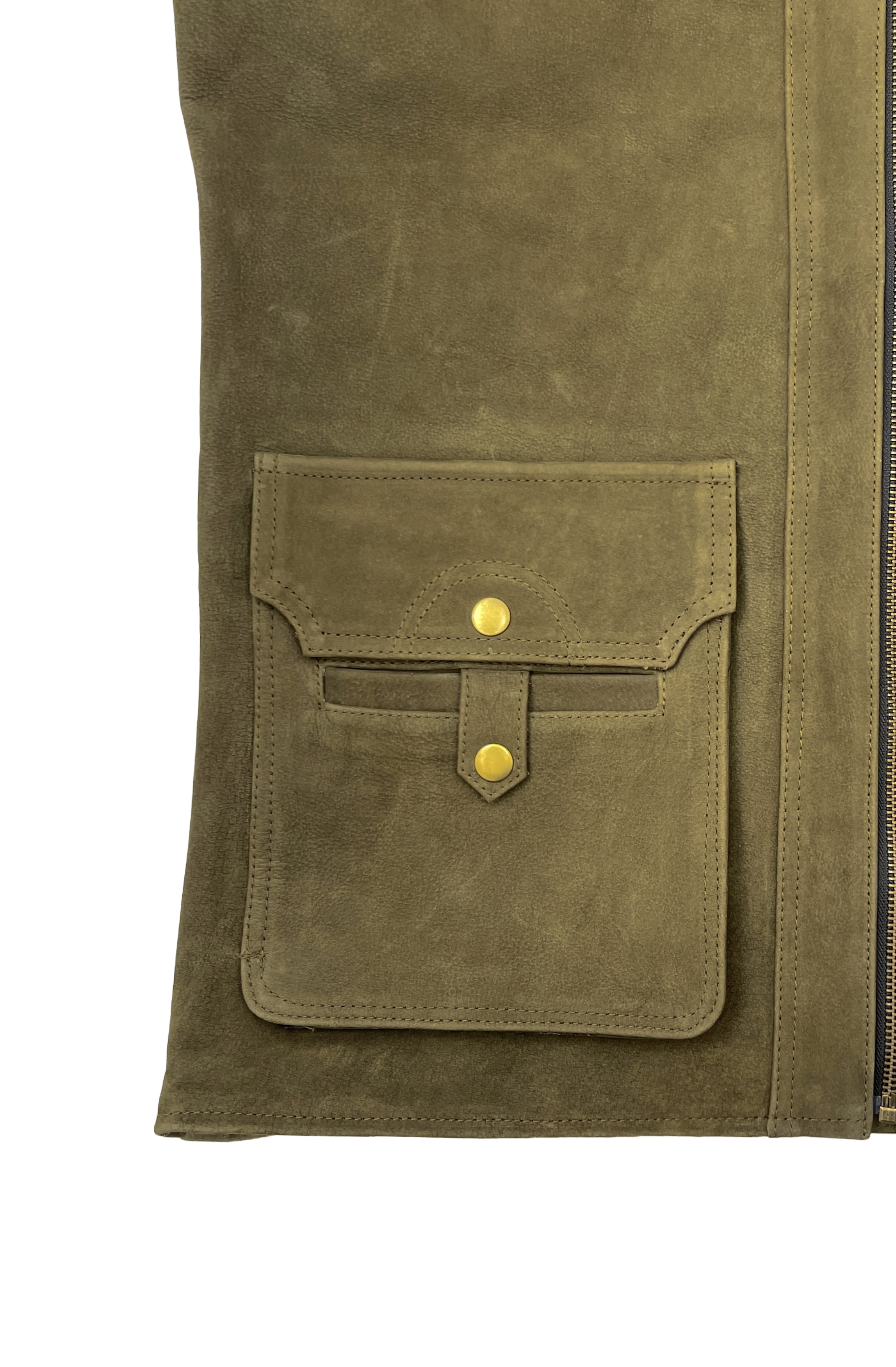 Premium leather gilet with large front flapped pockets