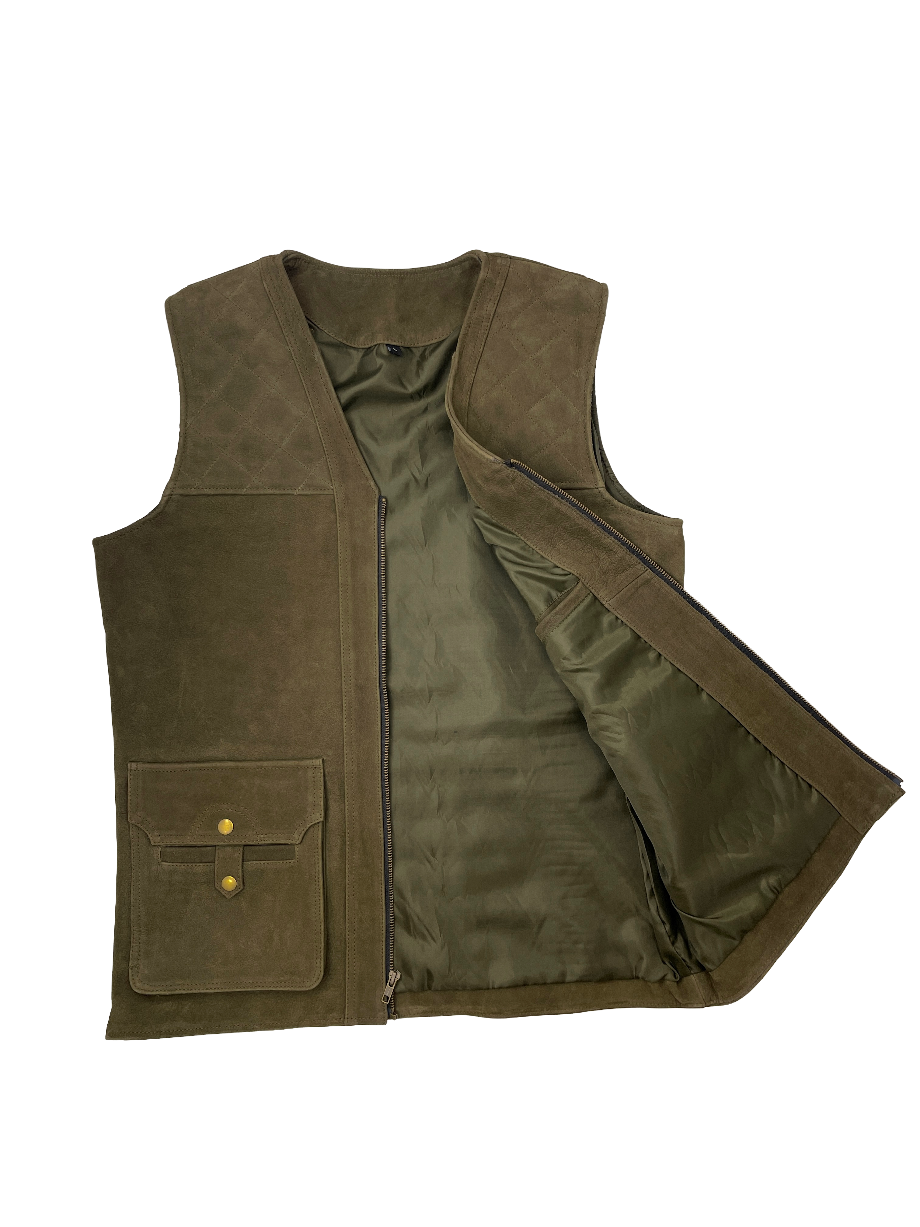 Premium leather gilet with large front flapped pockets