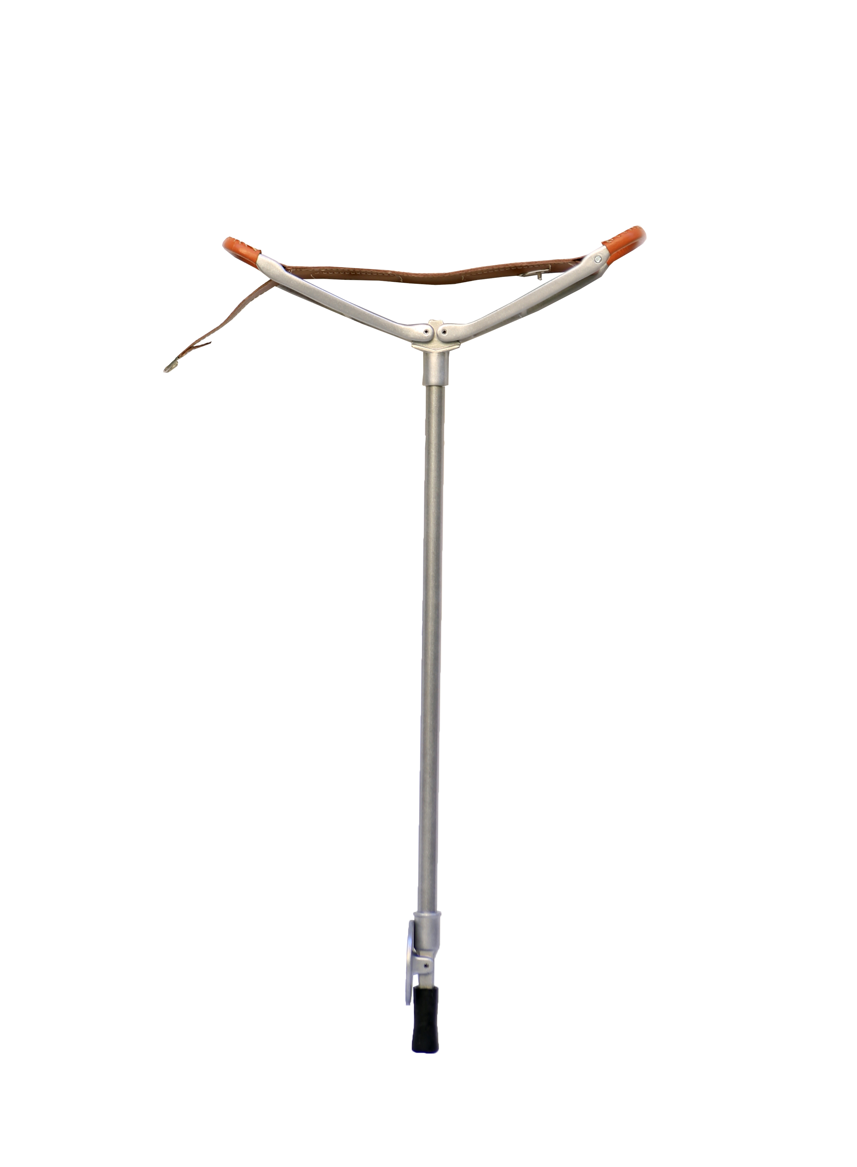 Luxury Tan Leather height-adjustable French style shooting stick with brass button