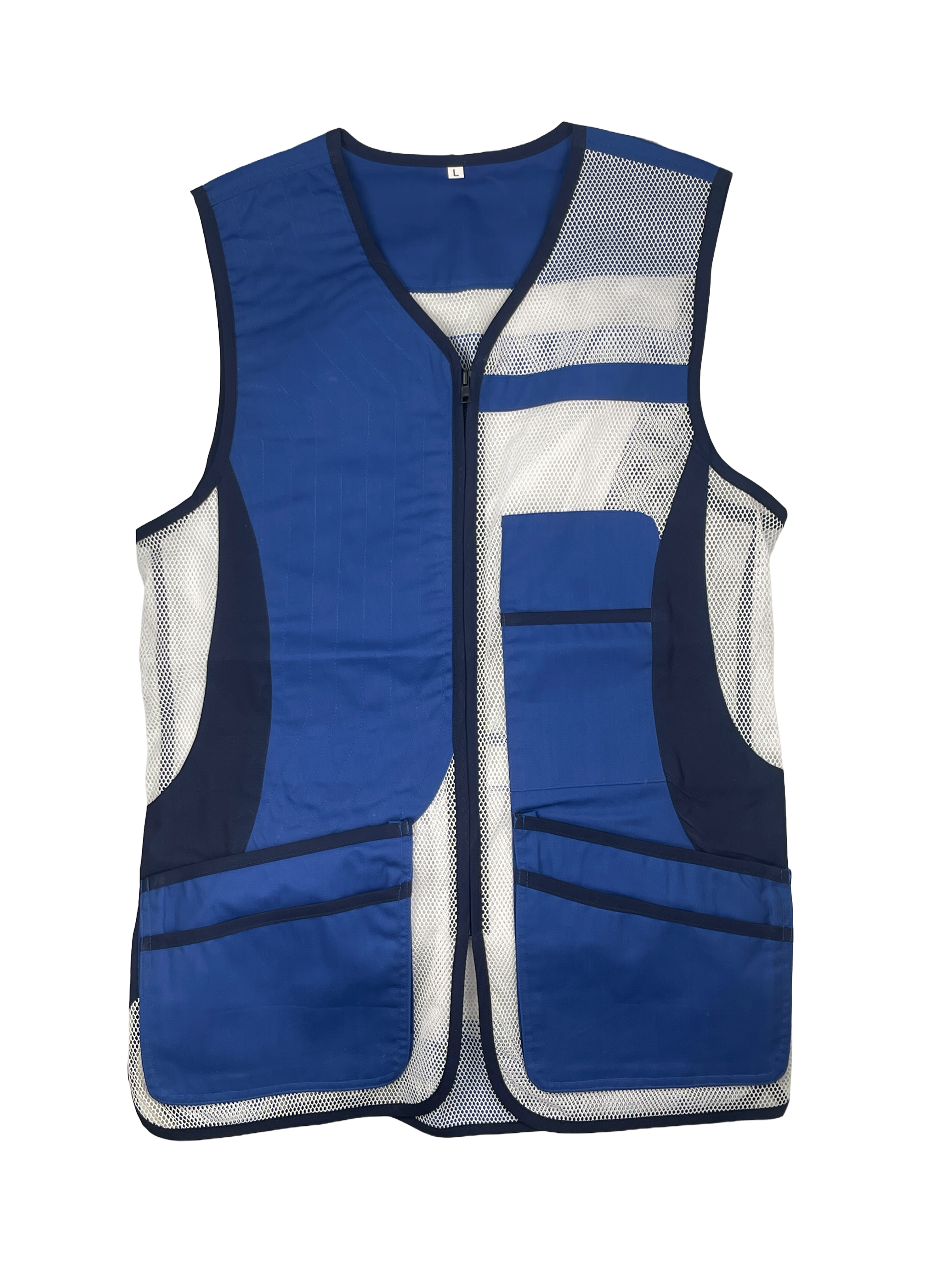 White and Blue Contrast netted lightweight GILET