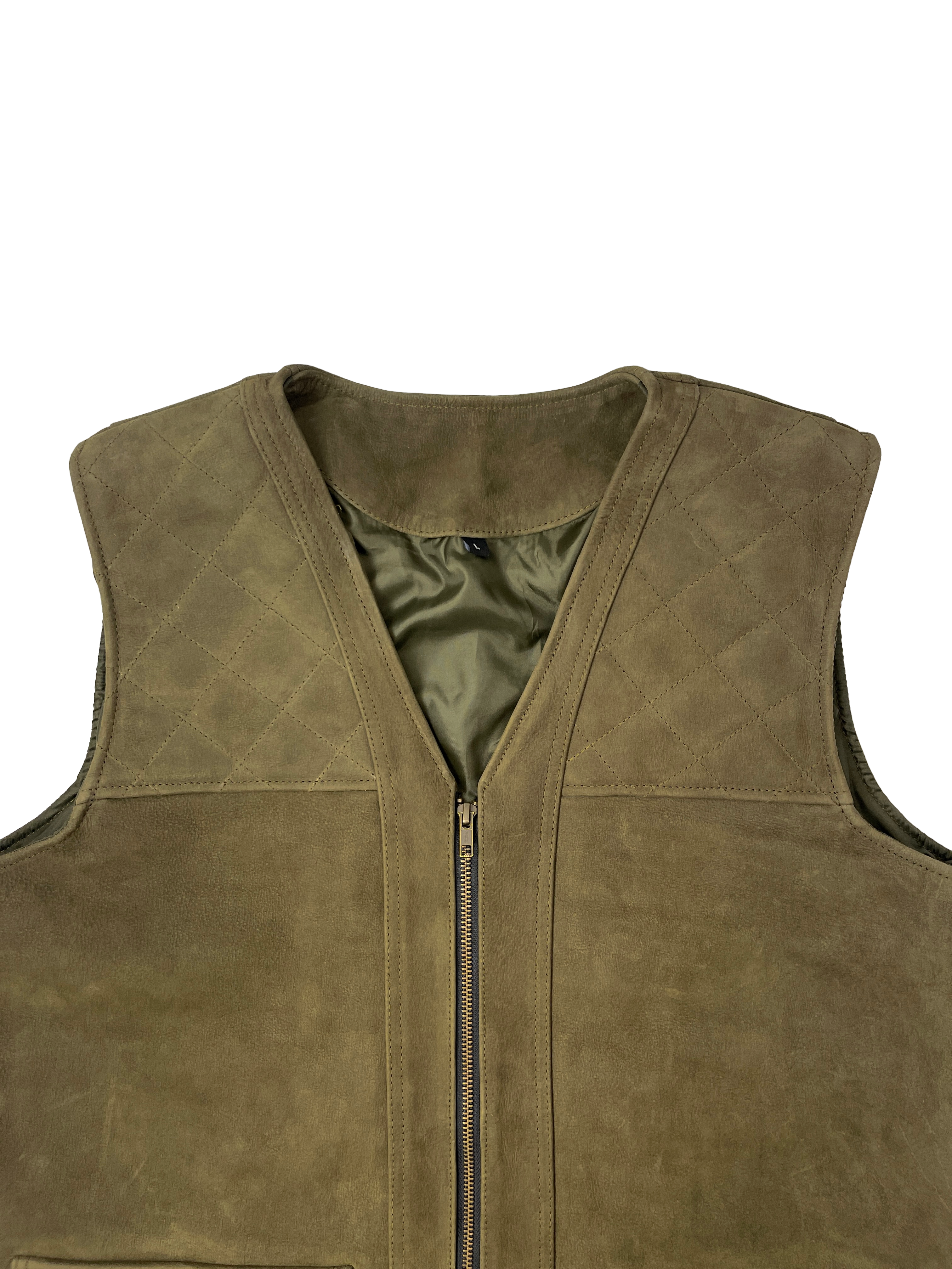 Premium leather gilet with large front flapped pockets