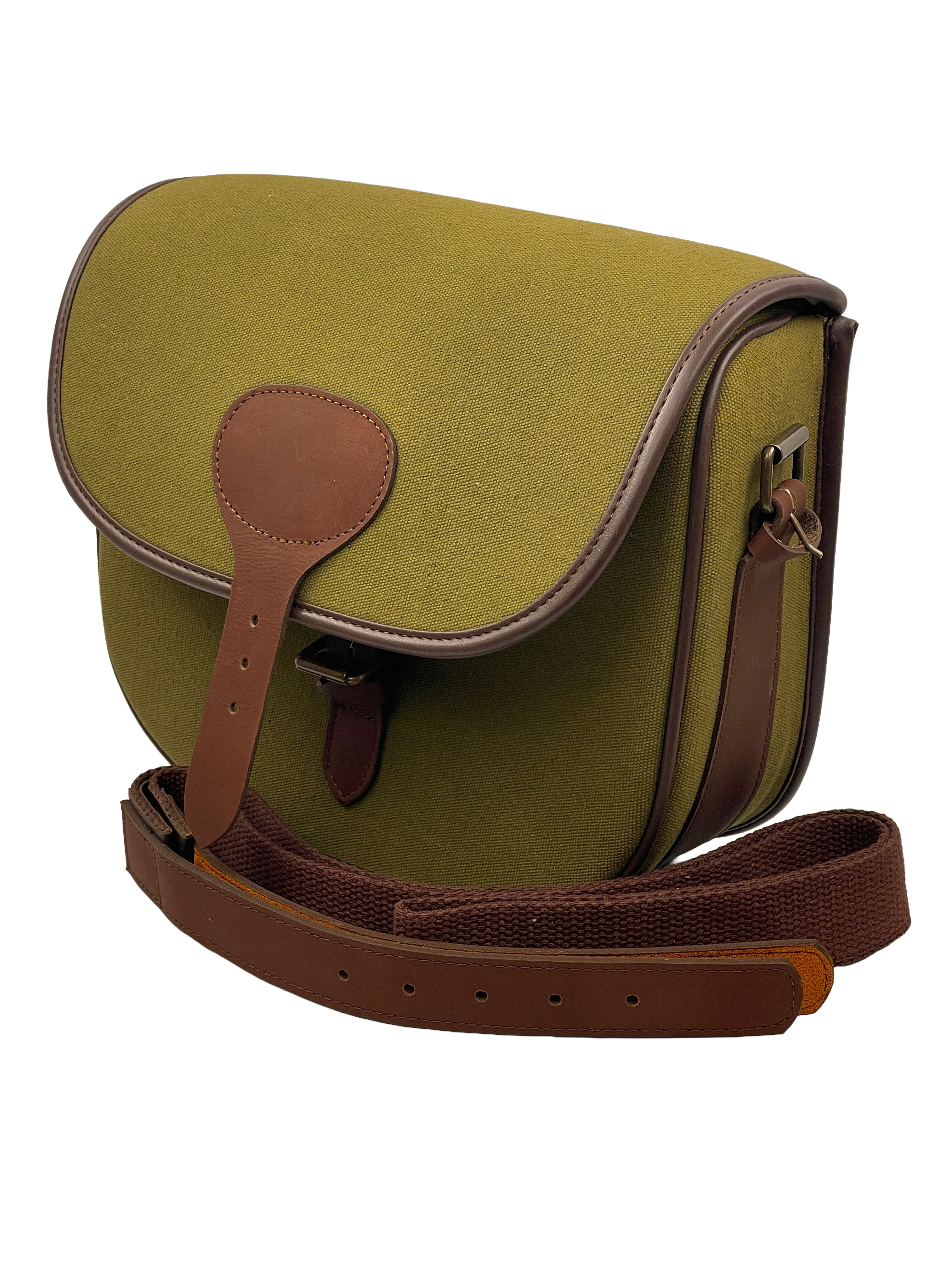 Canvas and leather cartridge bag with shoulder strap