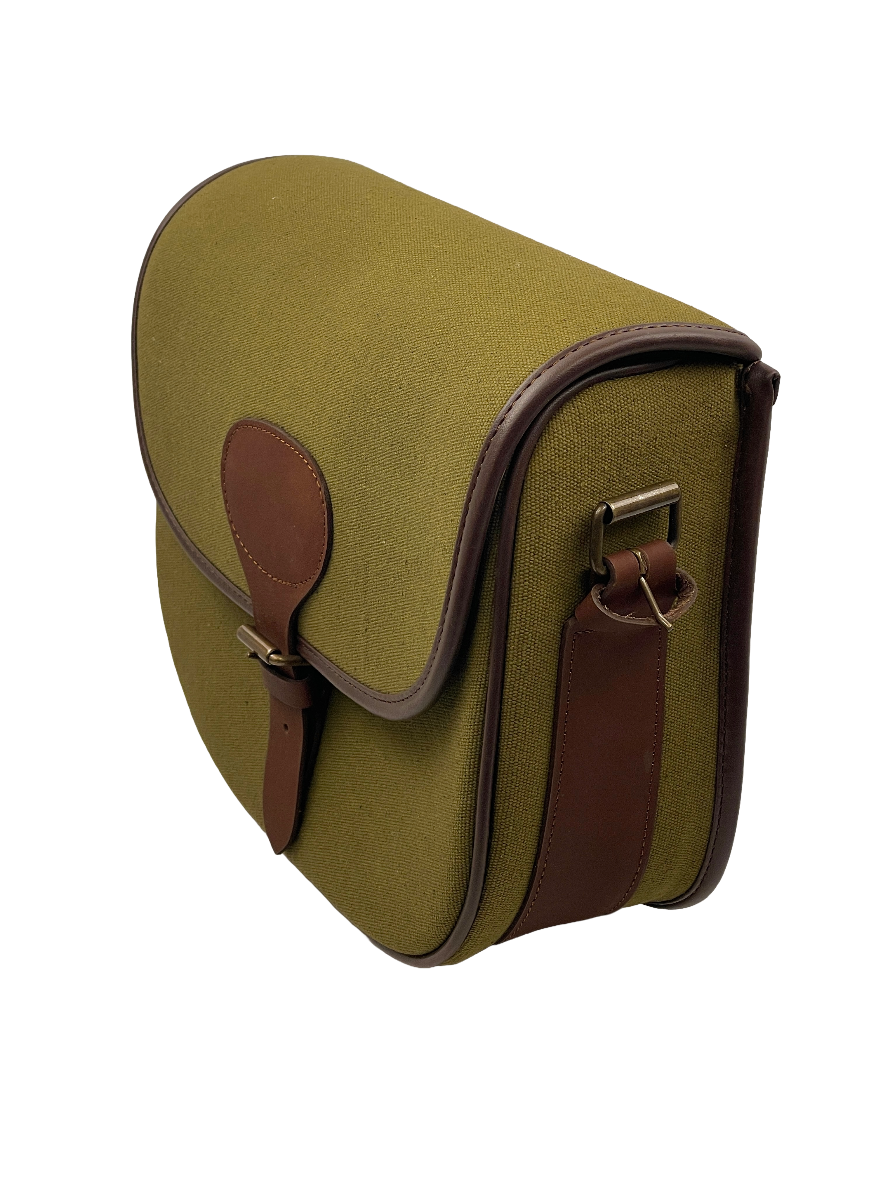 Canvas and leather cartridge bag with shoulder strap