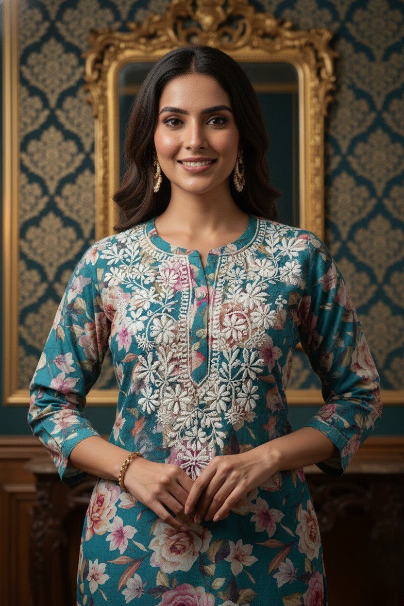 Floral Embroidered Kurti
