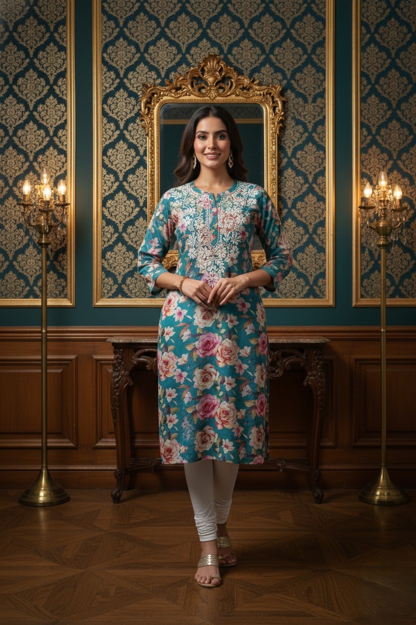 Floral Embroidered Kurti