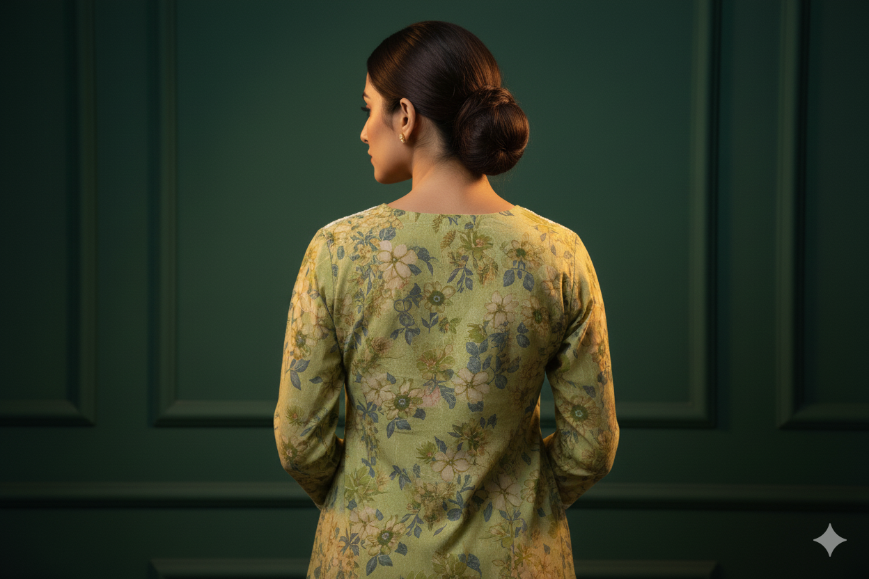 Embroidered Green Kurti