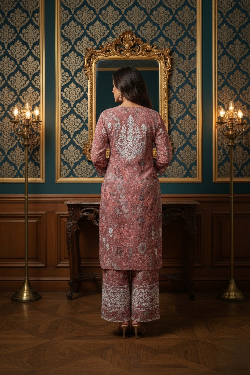 Embroidered Pink Ethnic Suit