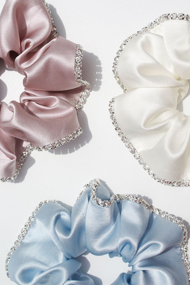 Satin Crystal Hair Scrunchies