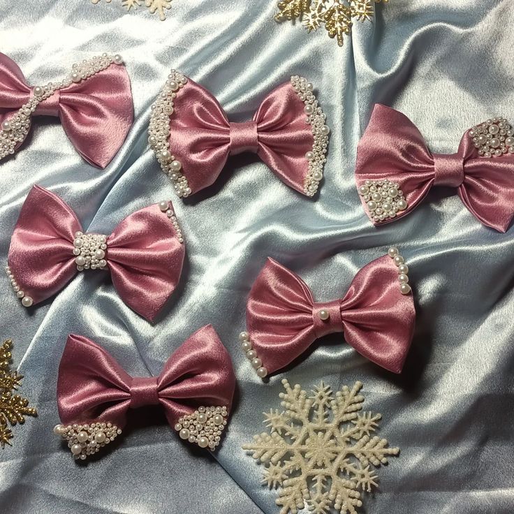 Pink Satin Hair Bows