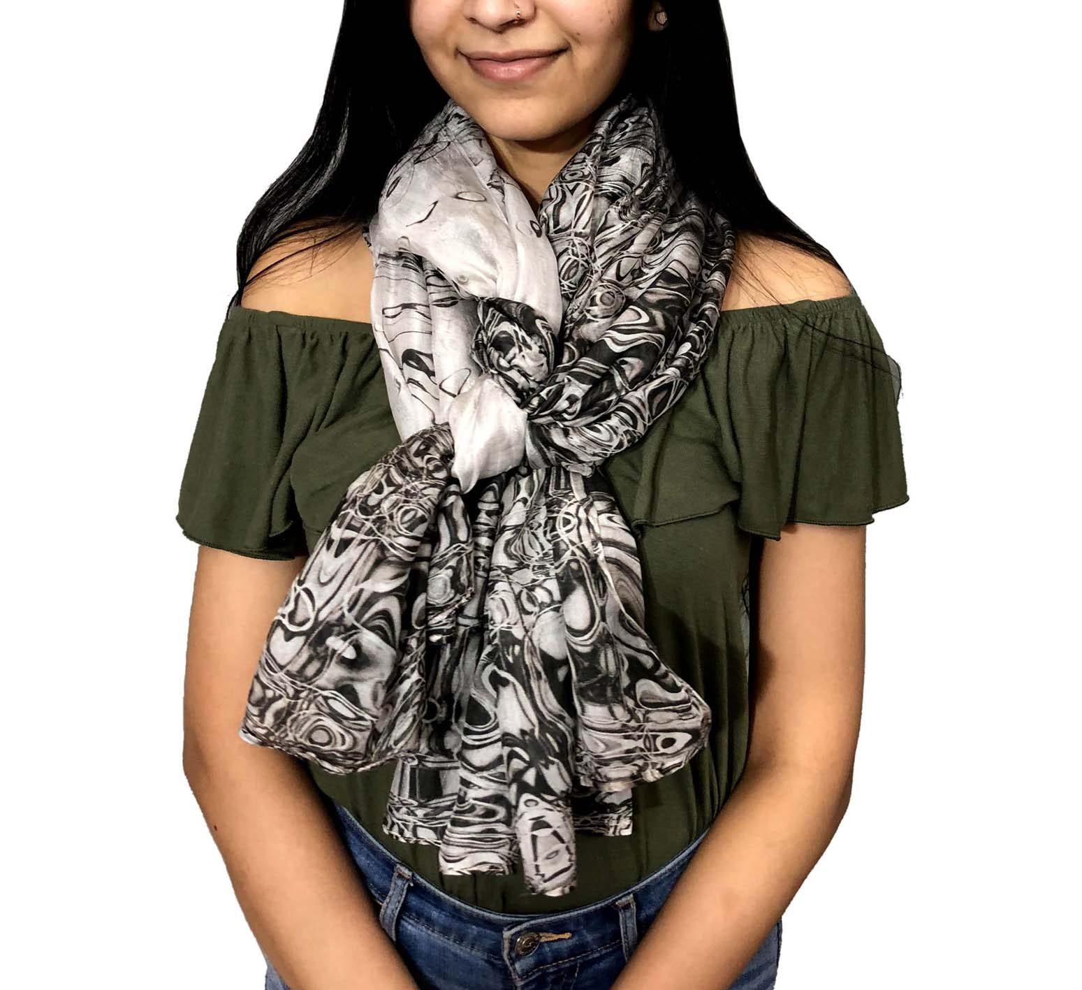 Elegant Abstract Print Silk Scarf