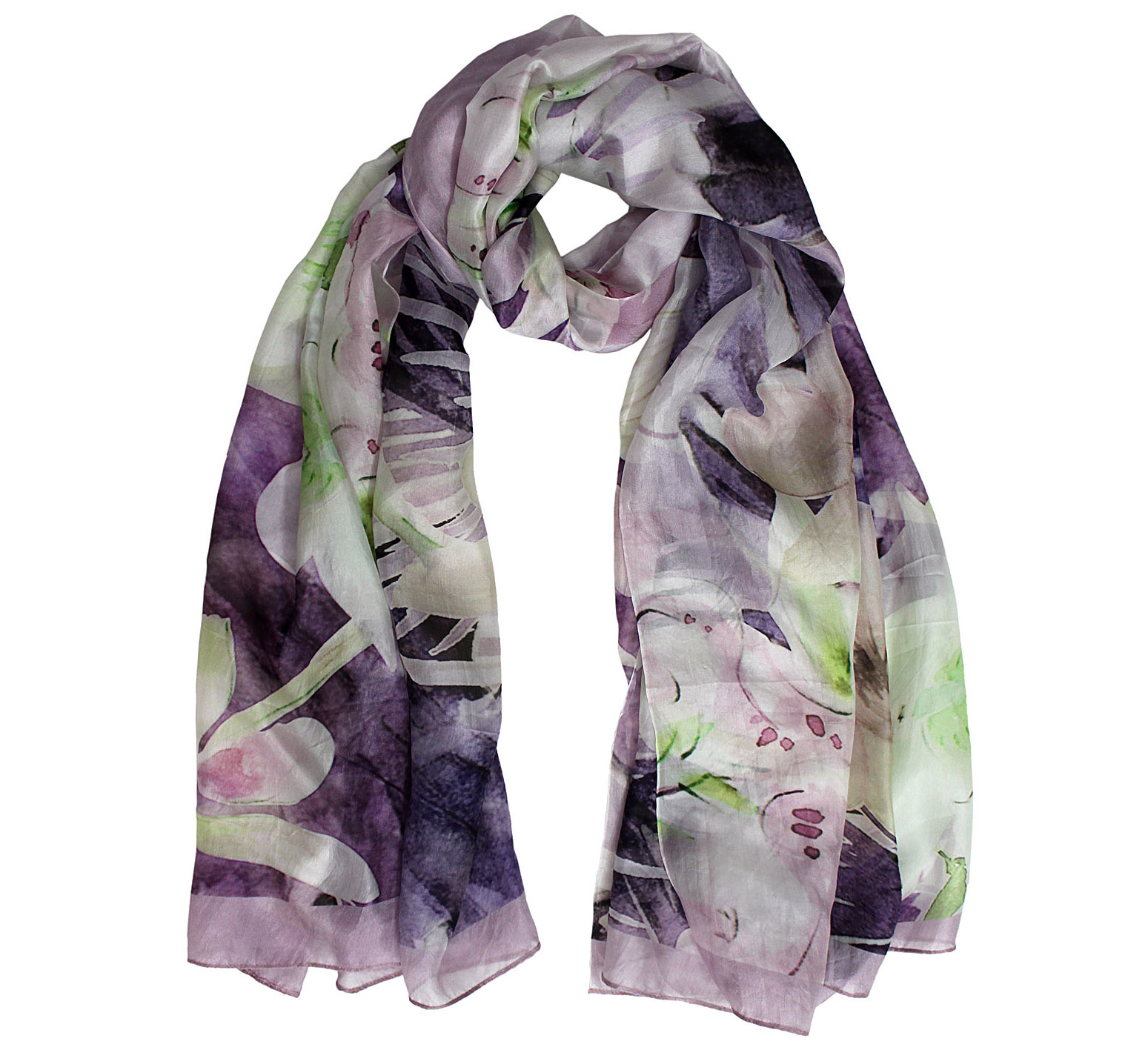 Floral Patterned Silk Scarf