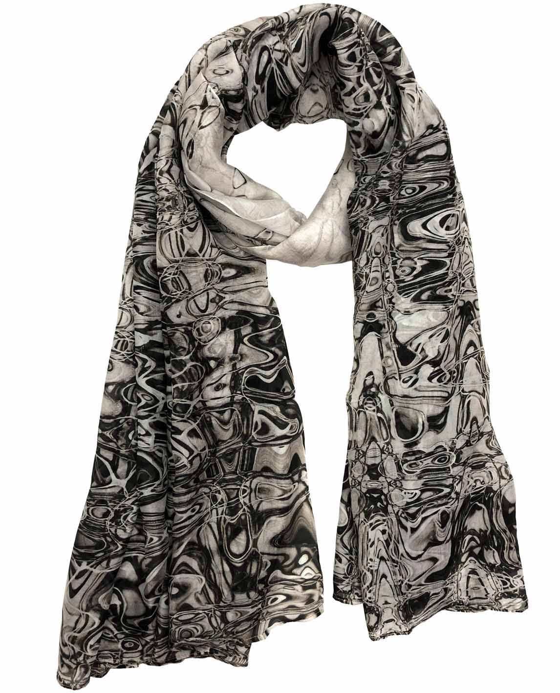 Elegant Abstract Print Silk Scarf