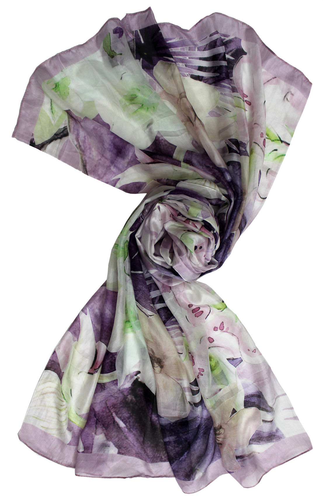 Floral Patterned Silk Scarf