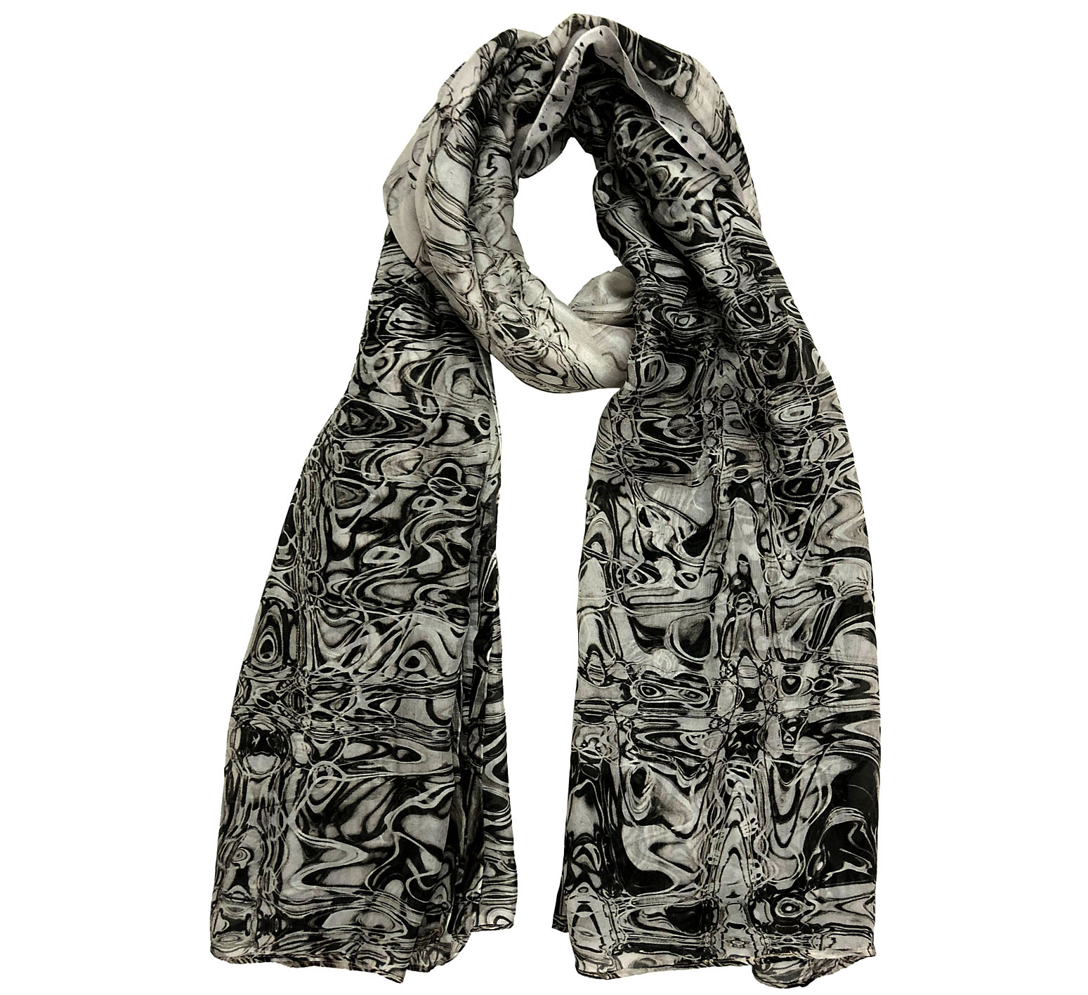 Elegant Abstract Print Silk Scarf