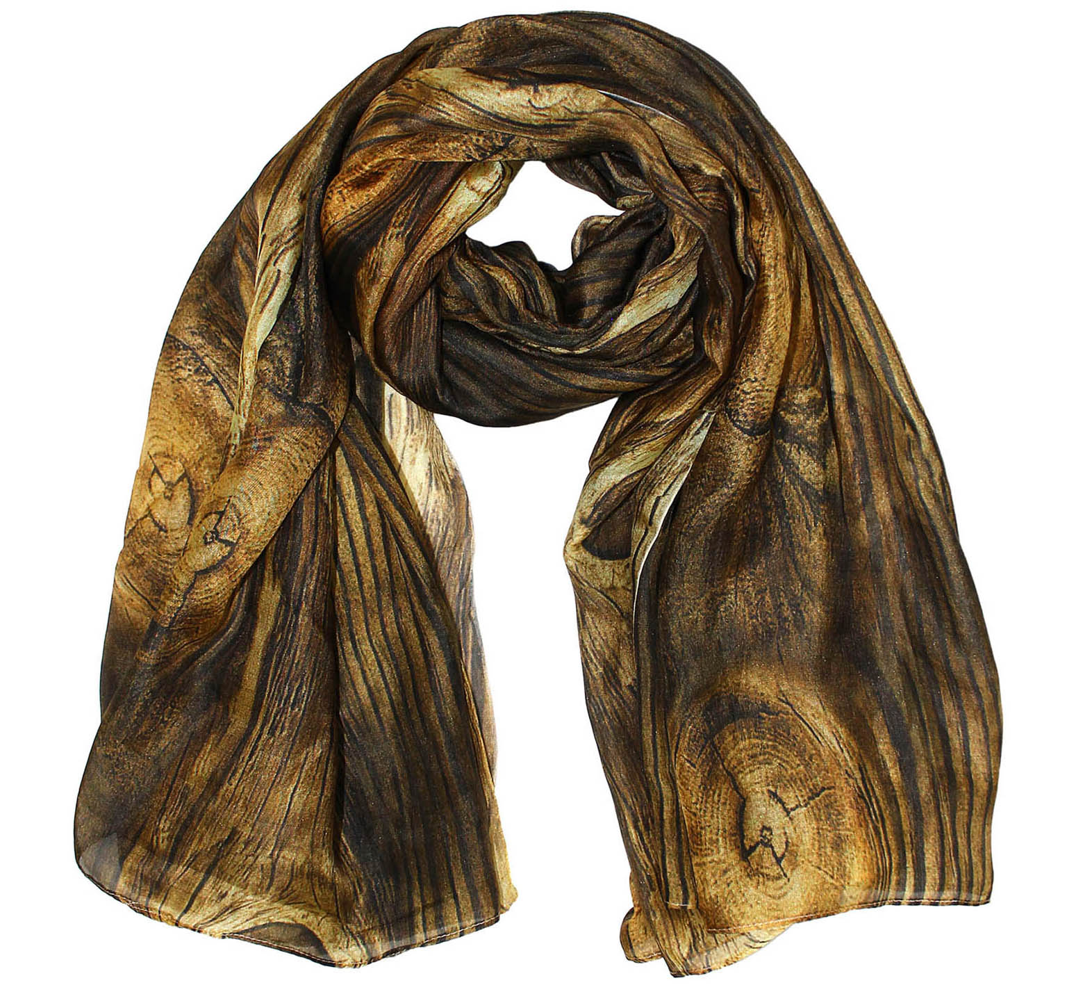 Woodgrain Patterned Silk Scarf