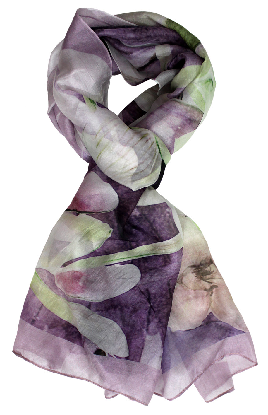 Floral Patterned Silk Scarf