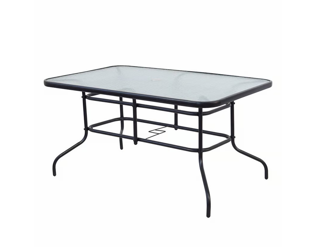 Set Comedor Exterior Mesa Vidrio + 6 Sillas Apilables Sling