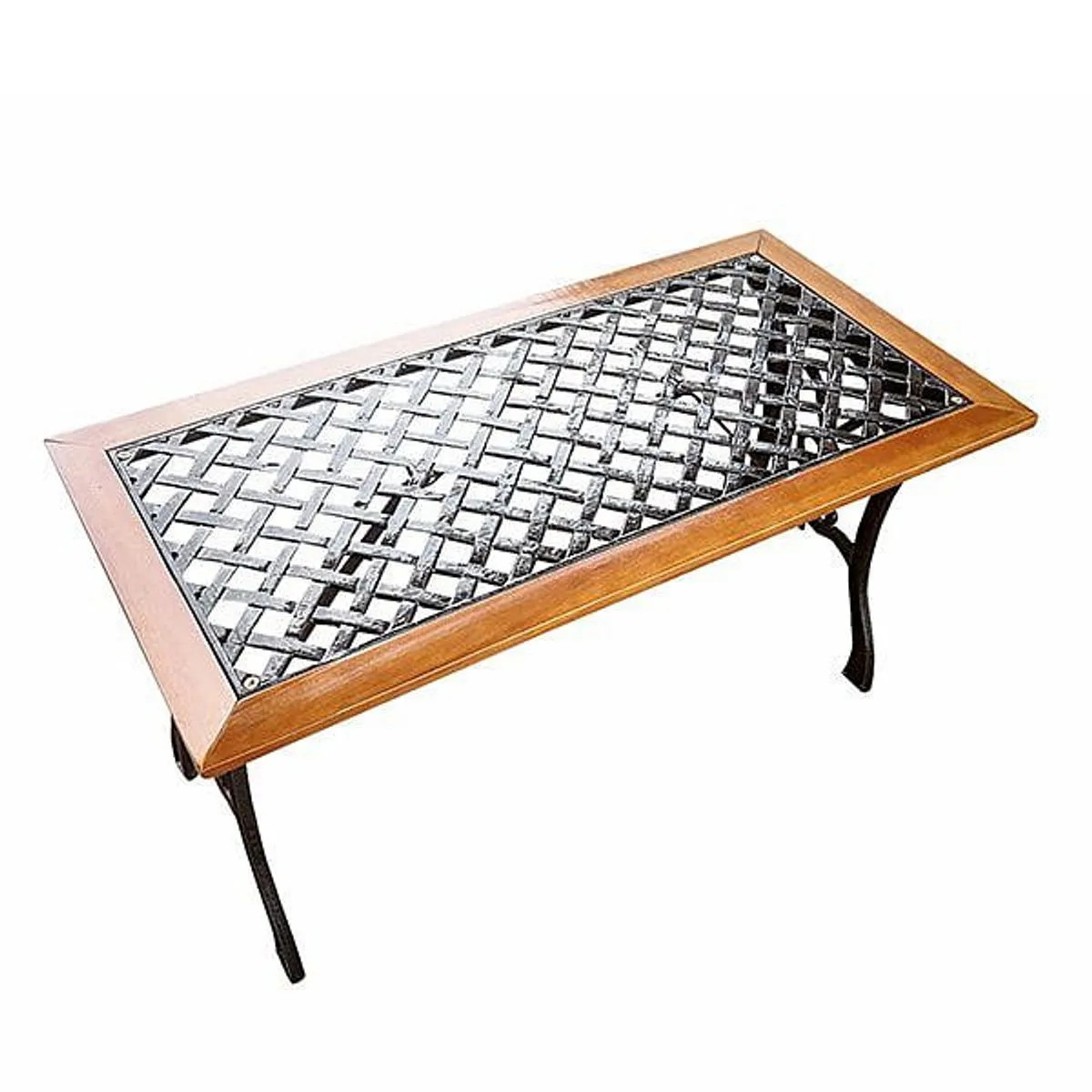 Mesa Plaza Jardín Exterior Madera Hierro Outzen 50x52x100 Cm