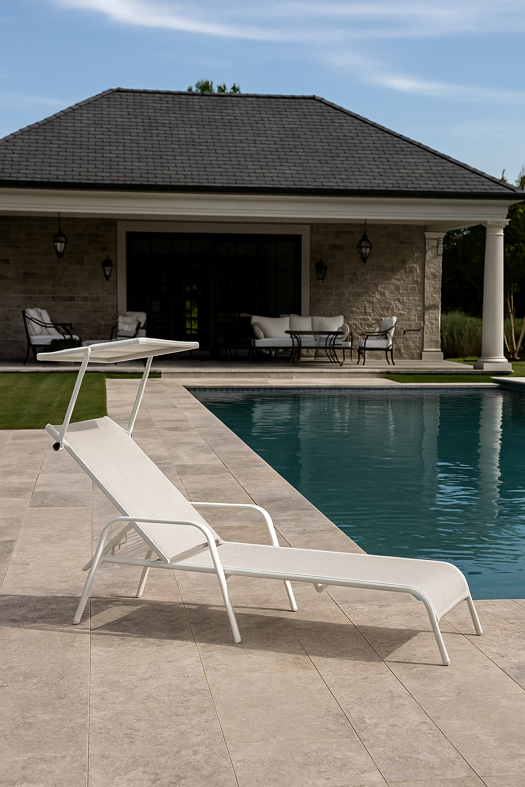 Reposera Sillón Reclinable Con Techo 5 Posiciones Jardín