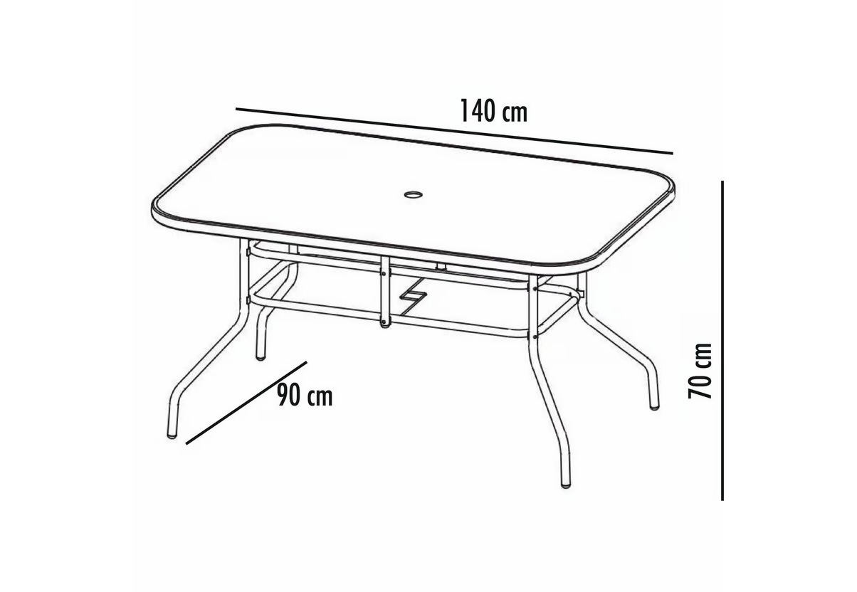 Mesa Rectangular Jardín Sling 140x90x70 Cm Exterior Vidrio