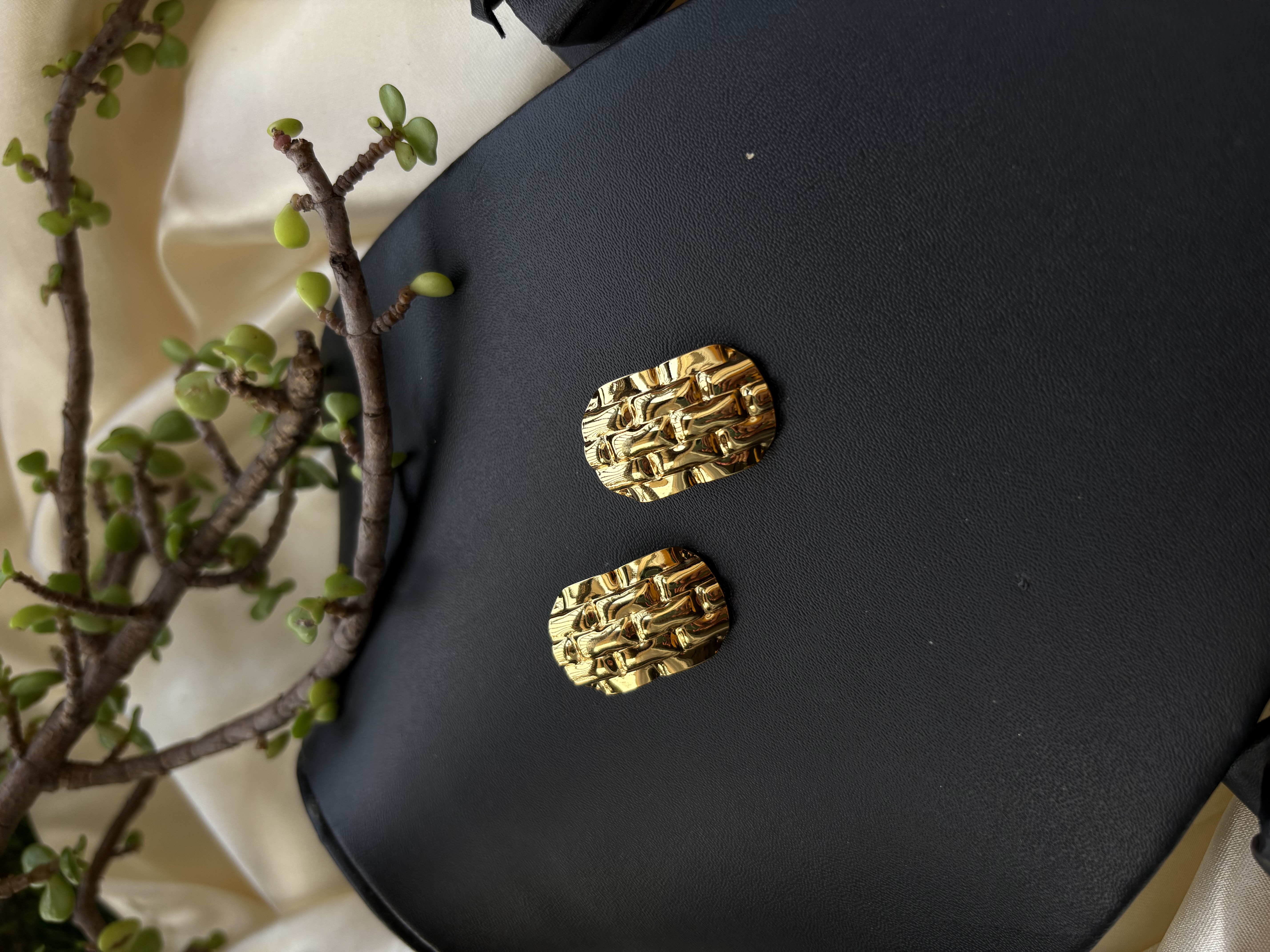Gold Textured Earrings