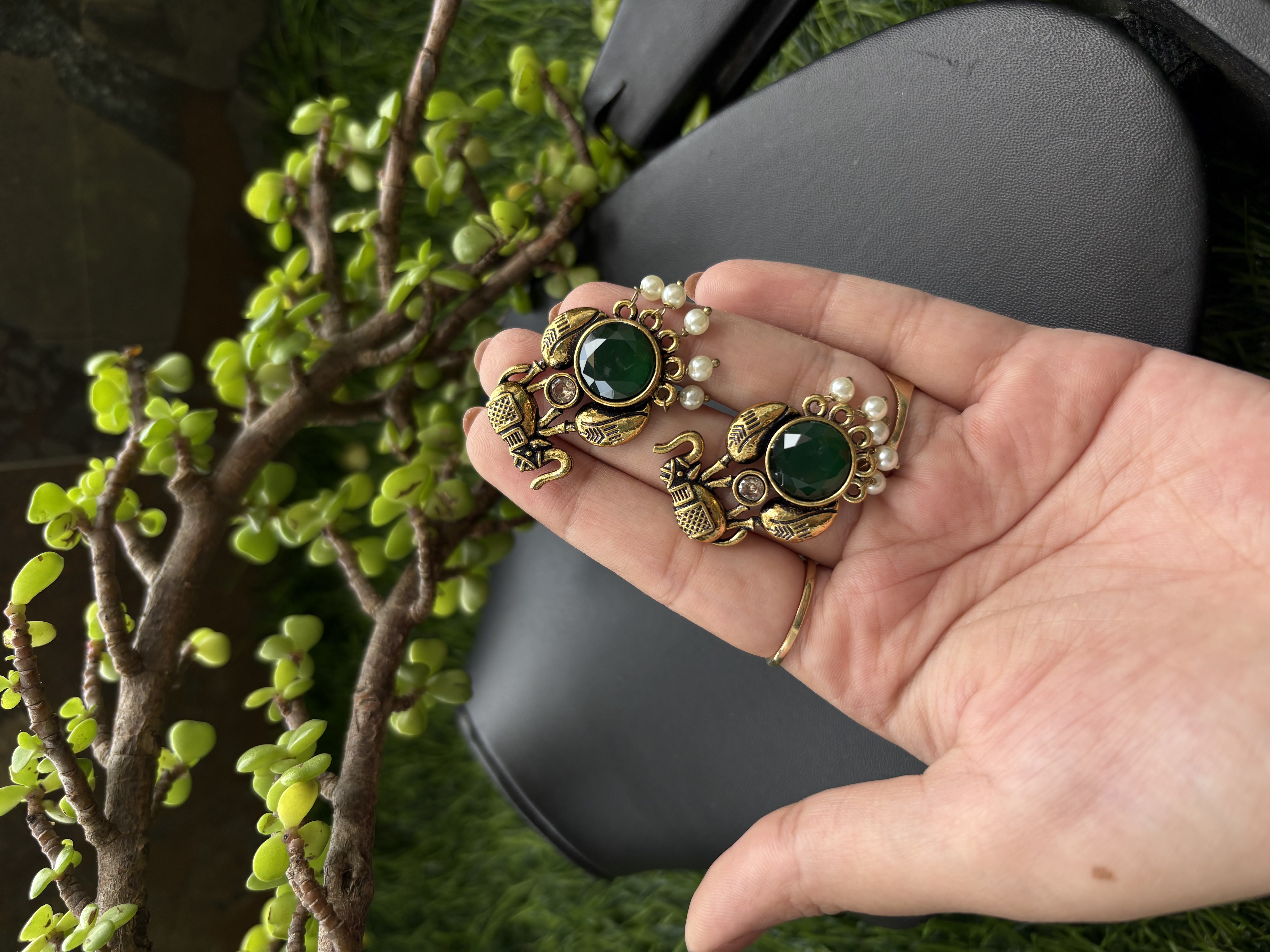 Green Stone Earrings