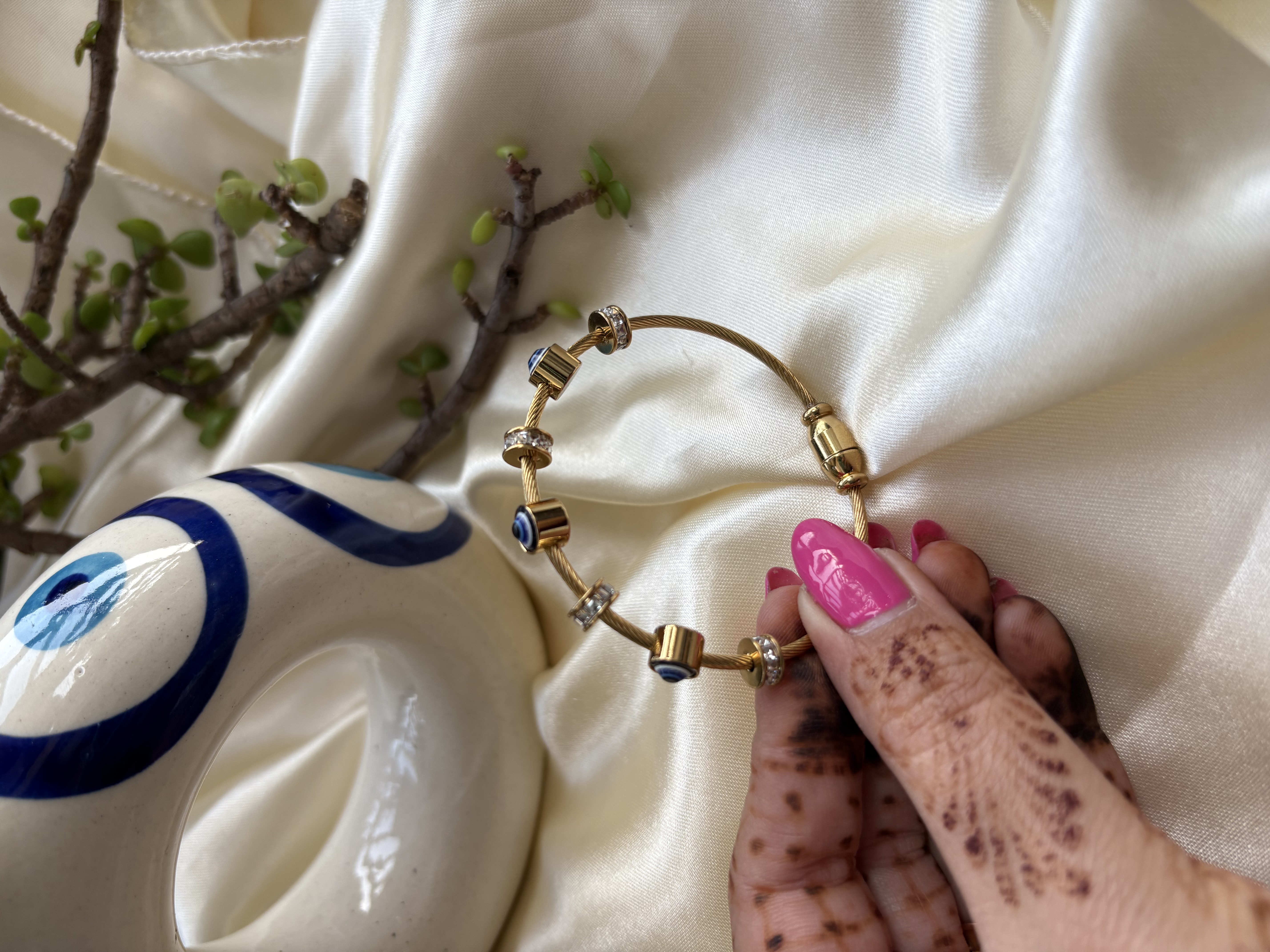 Baby size Evil Eye Gold Bangle