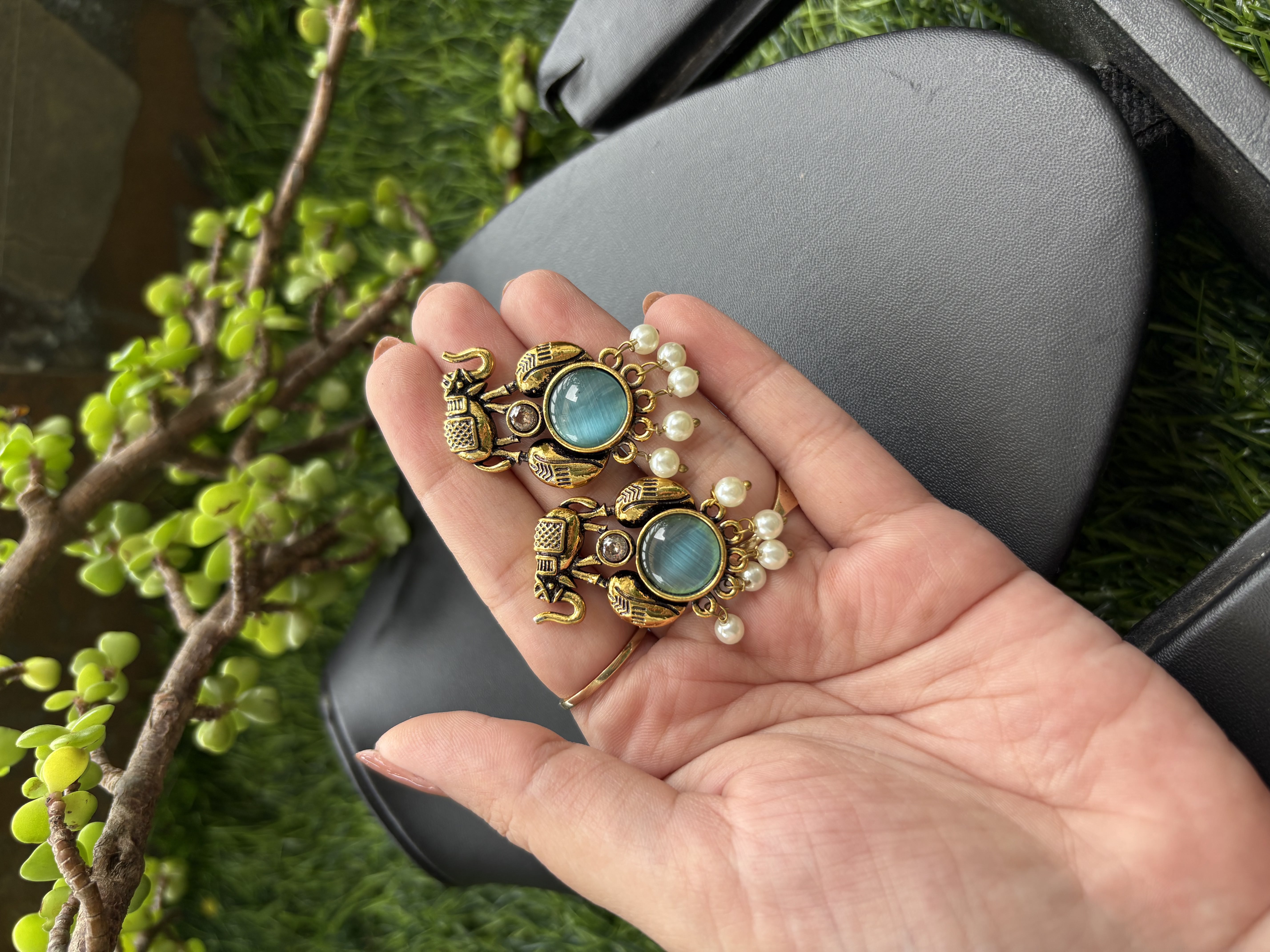 Light-Blue Stone Earrings