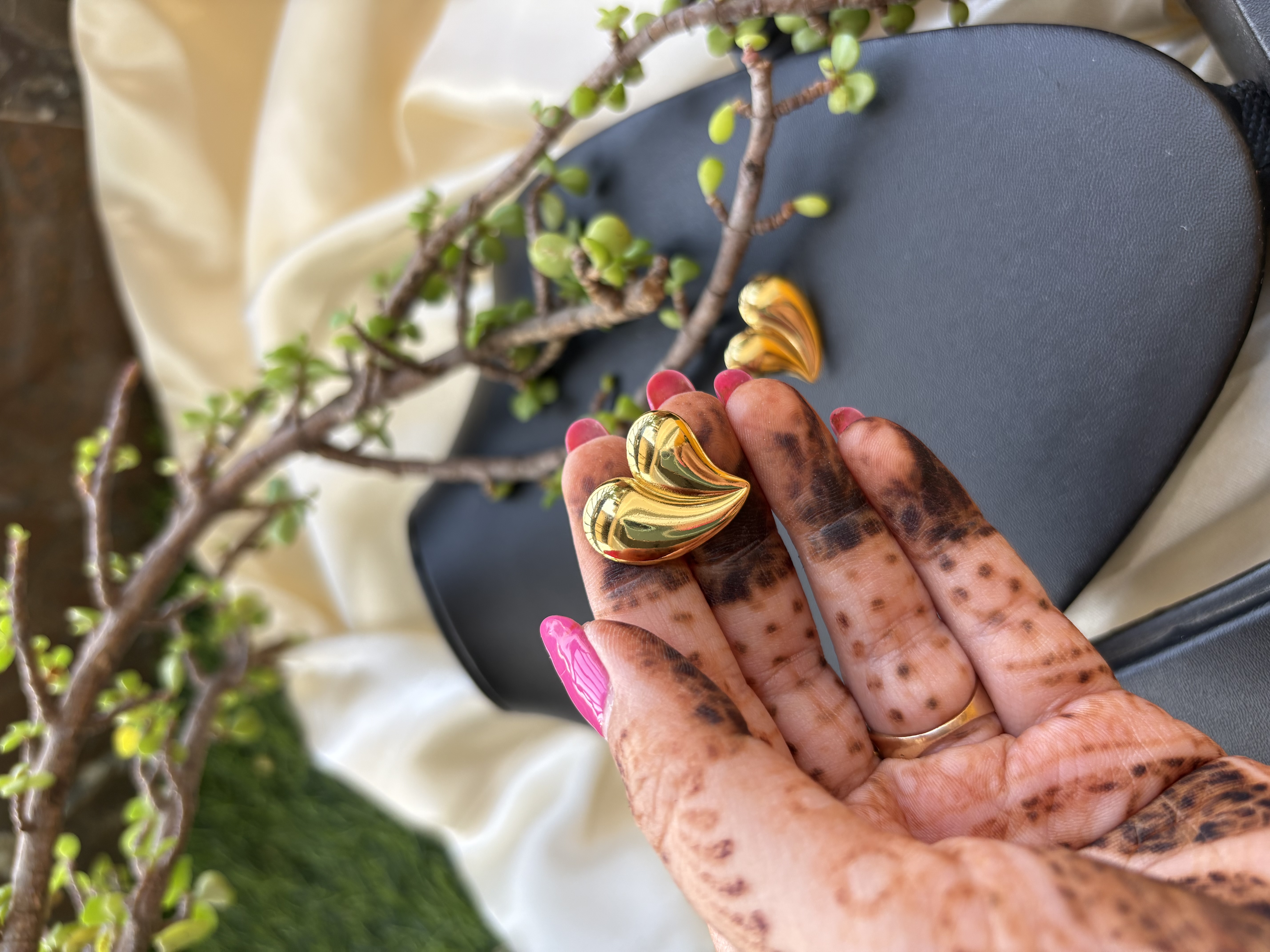 Gold Heart-Shaped Earrings