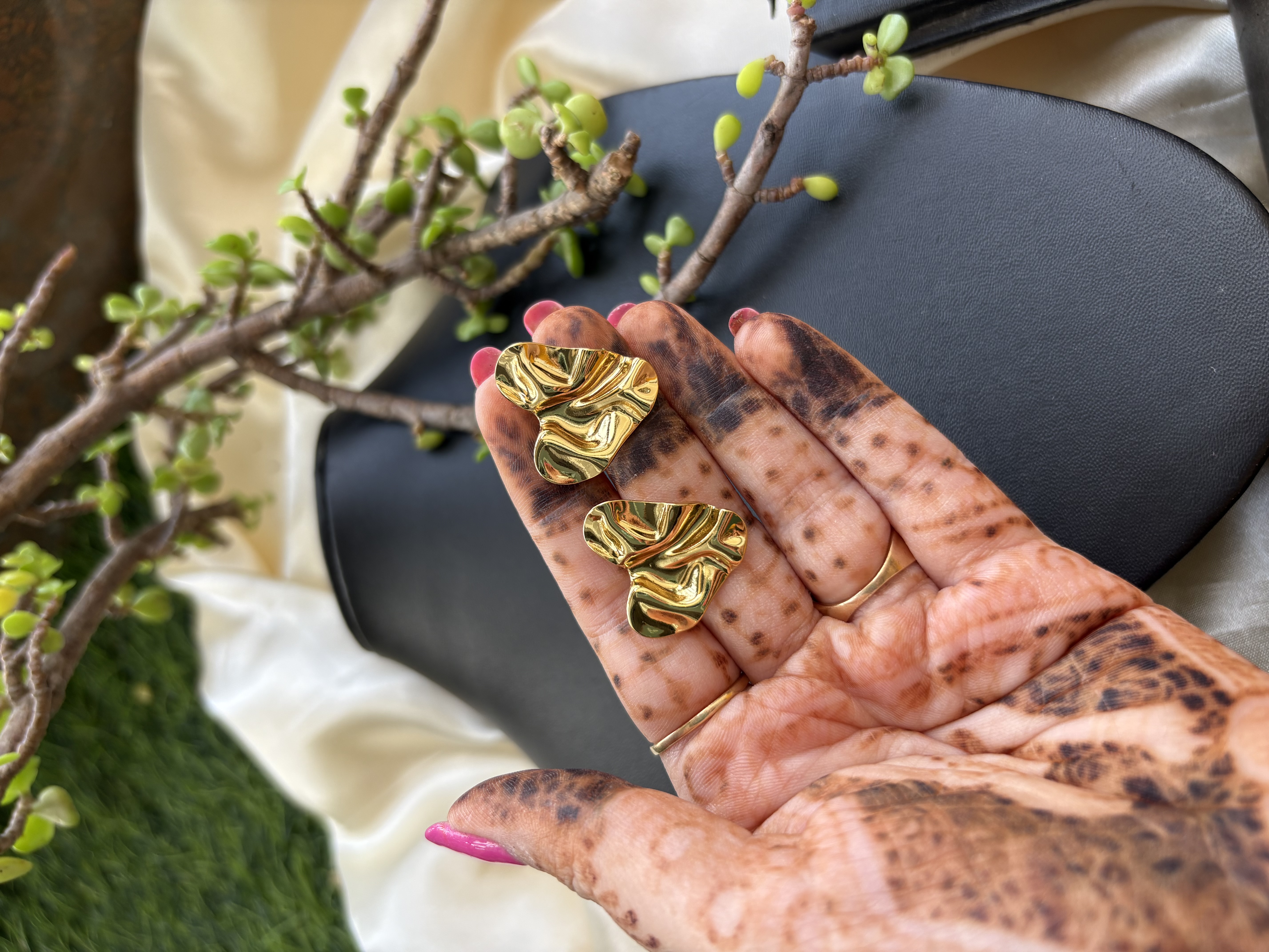 Abstract Gold Statement Earrings