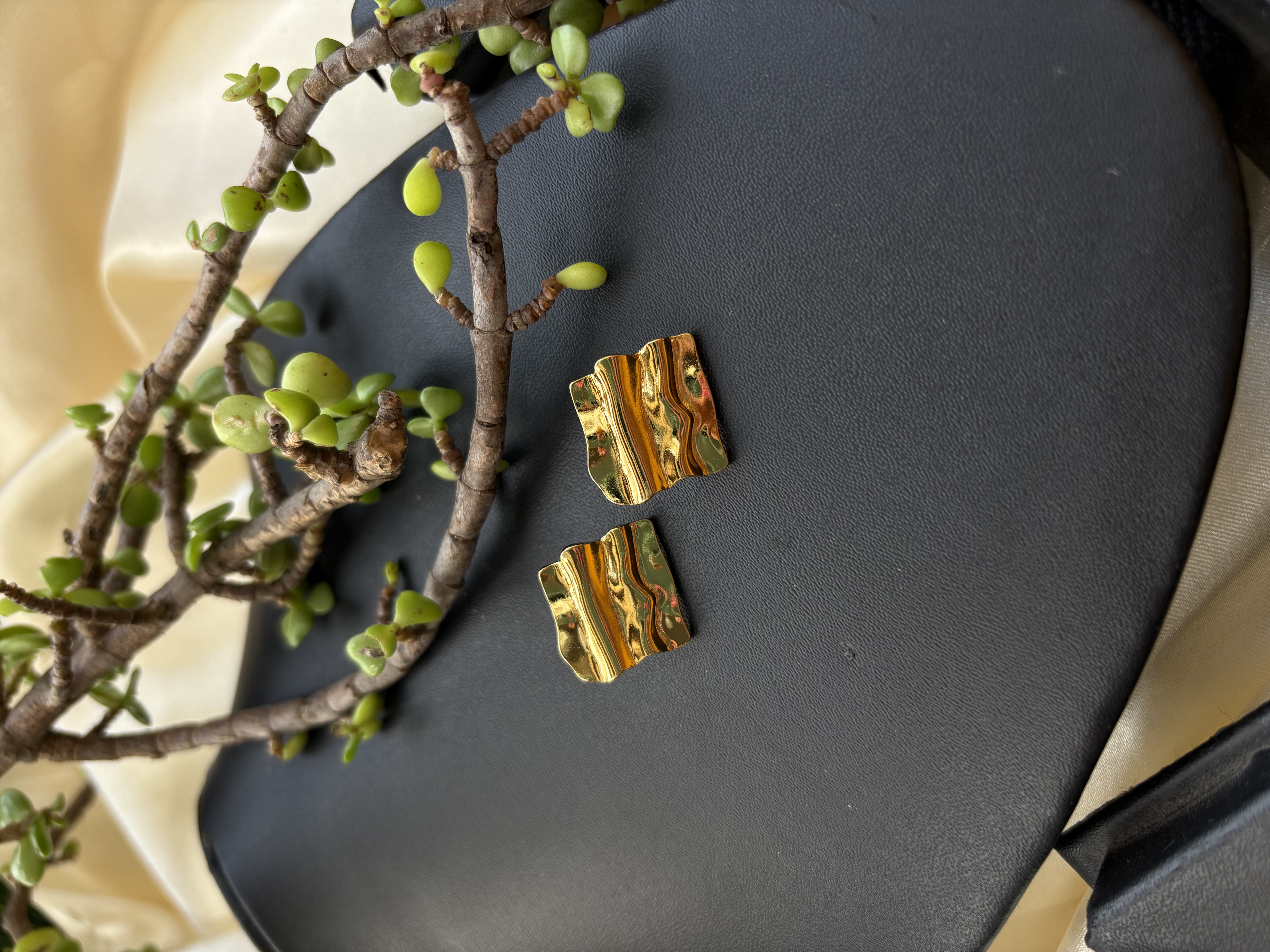 Handcrafted Abstract Gold Earrings