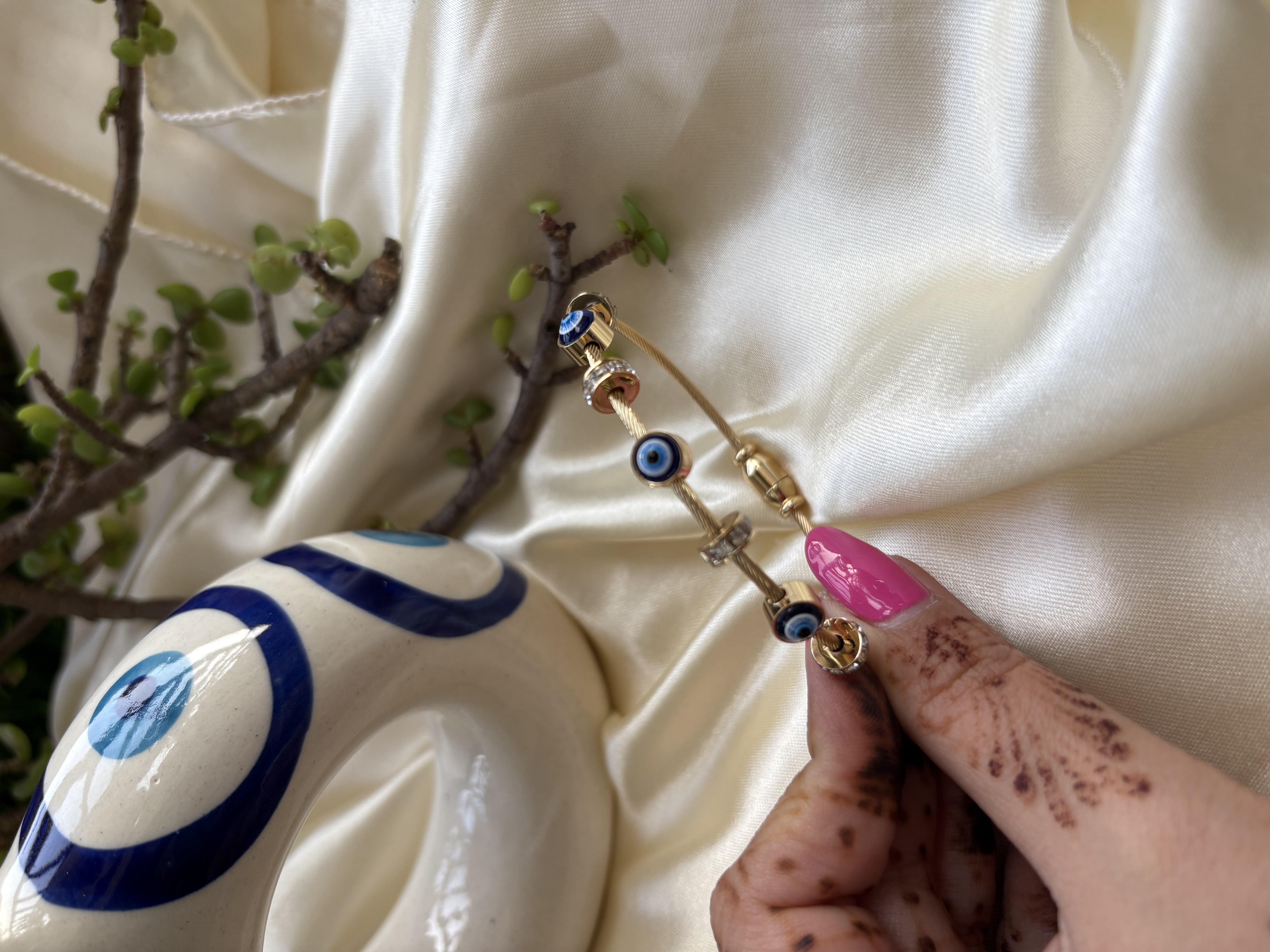 Gold Evil Eye Charm Bracelet