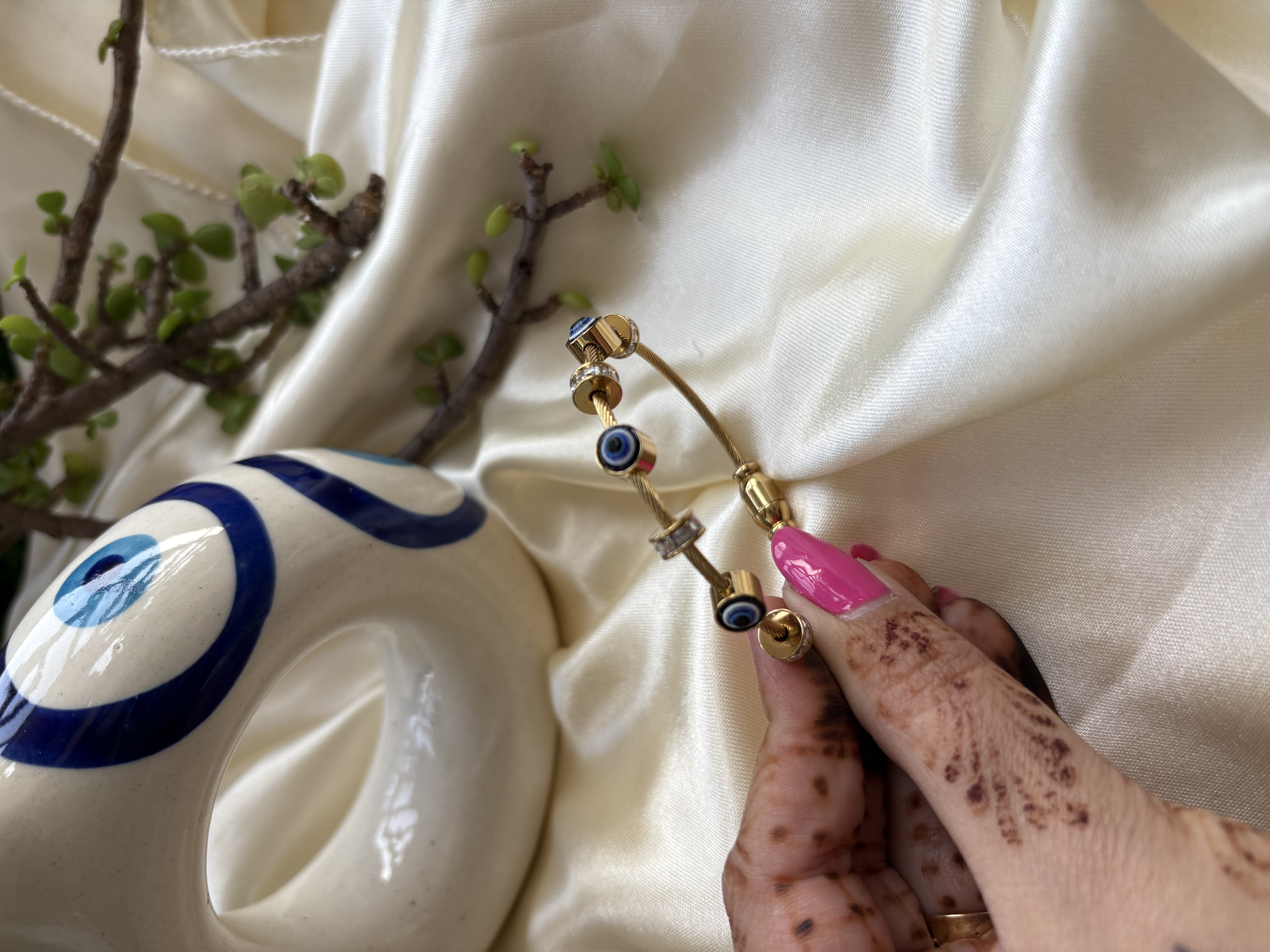 Baby size Evil Eye Gold Bangle