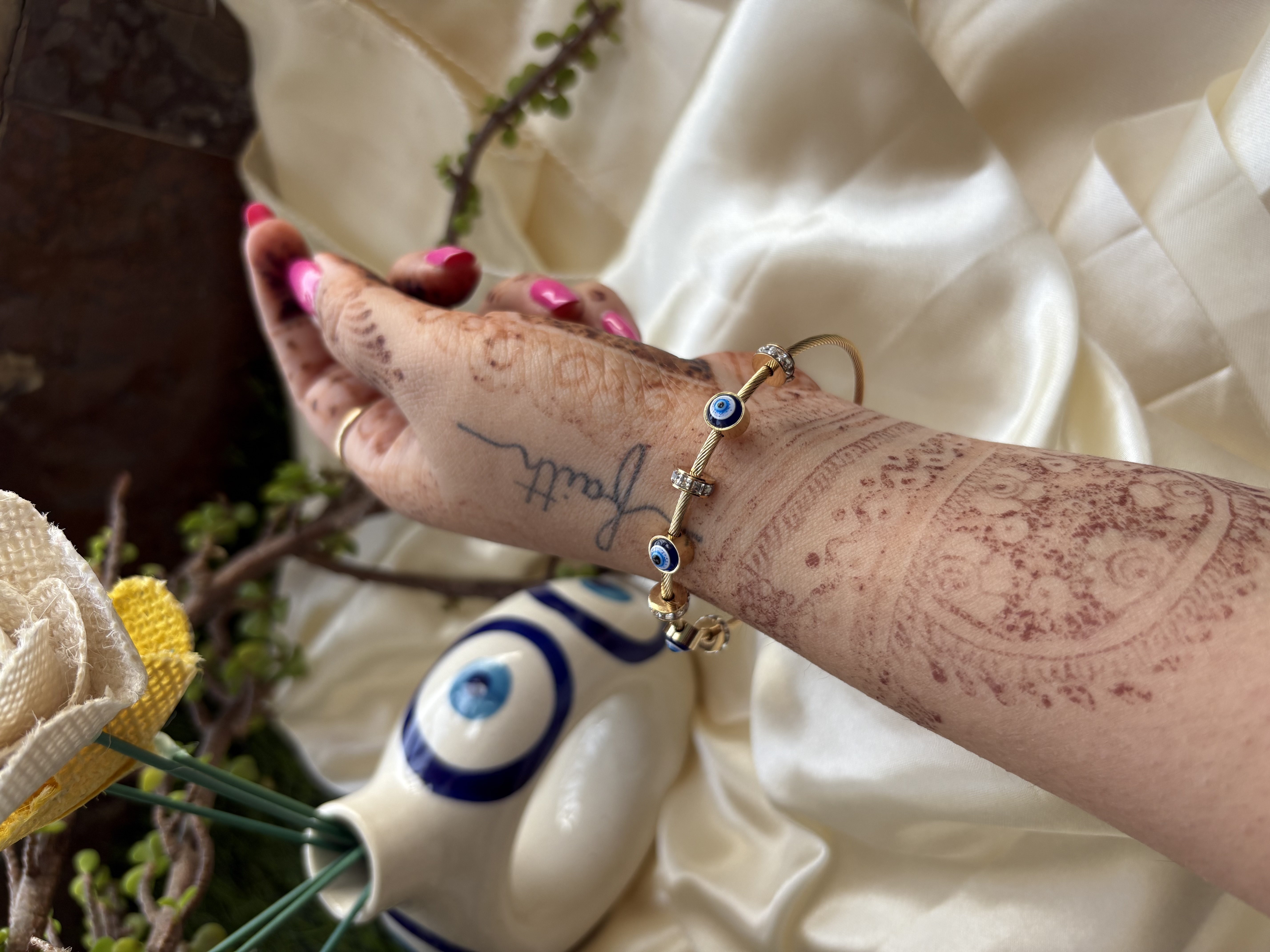 Gold Evil Eye Charm Bracelet