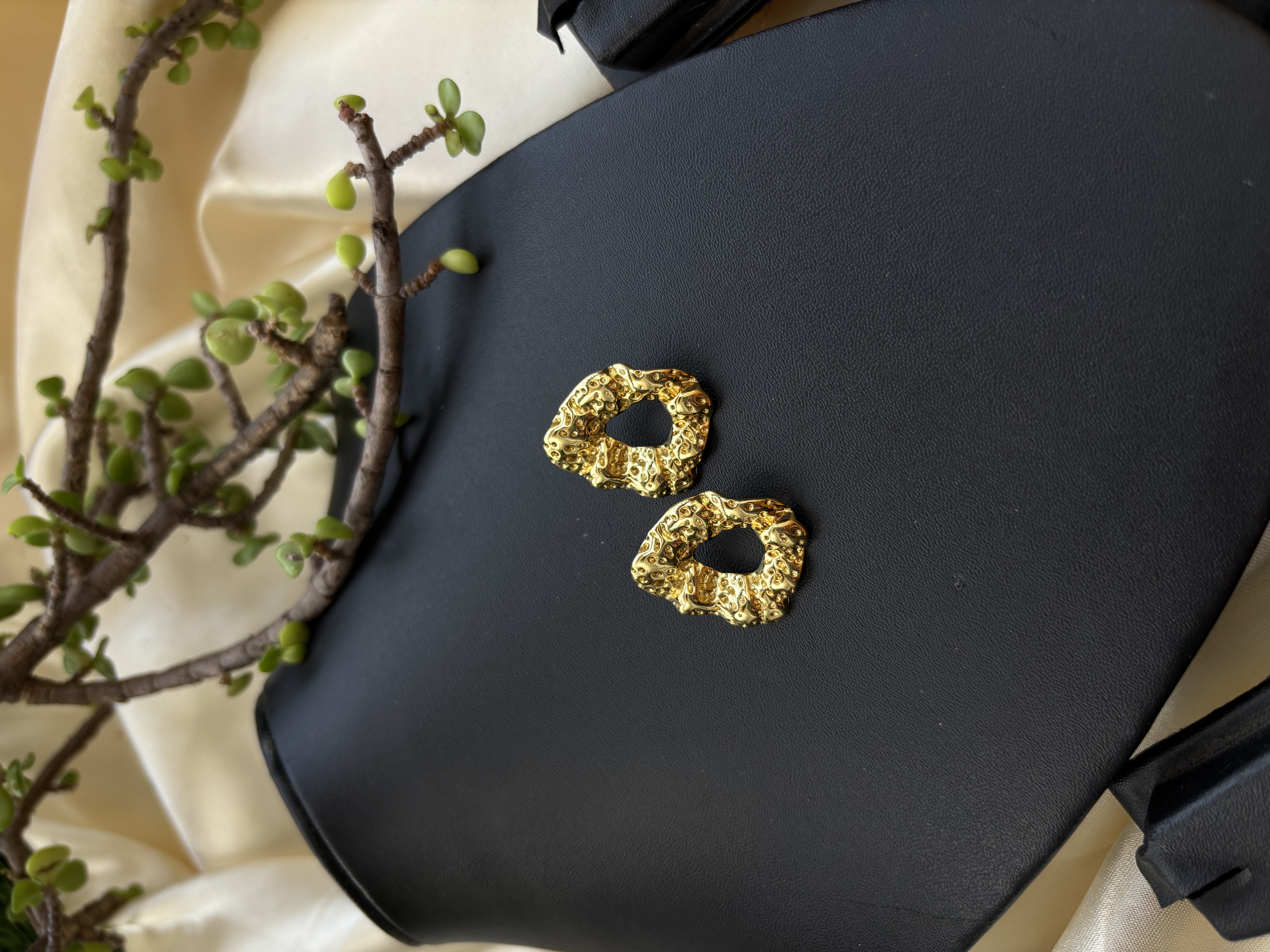 Textured Gold Earrings