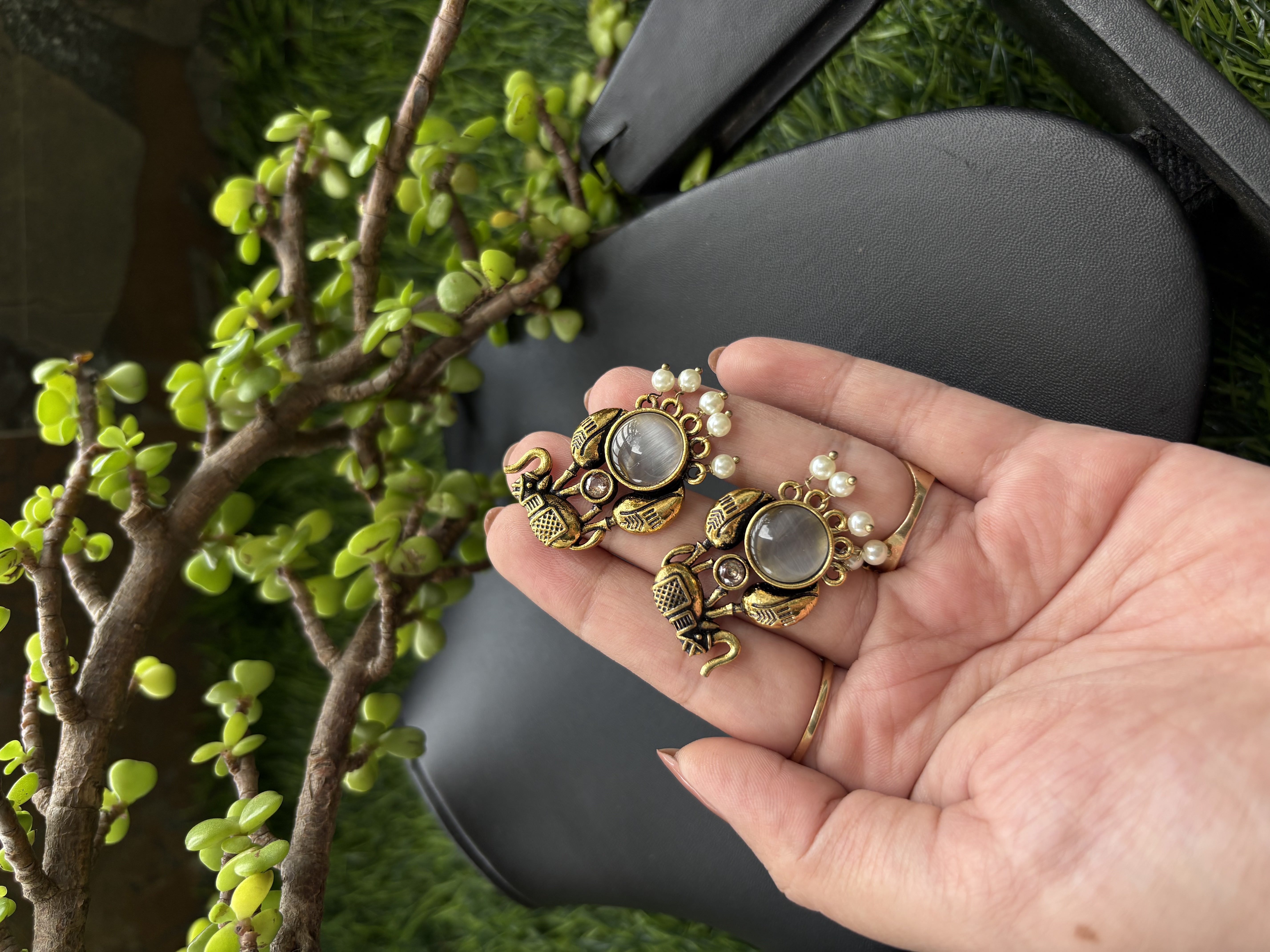 White Stone Earrings