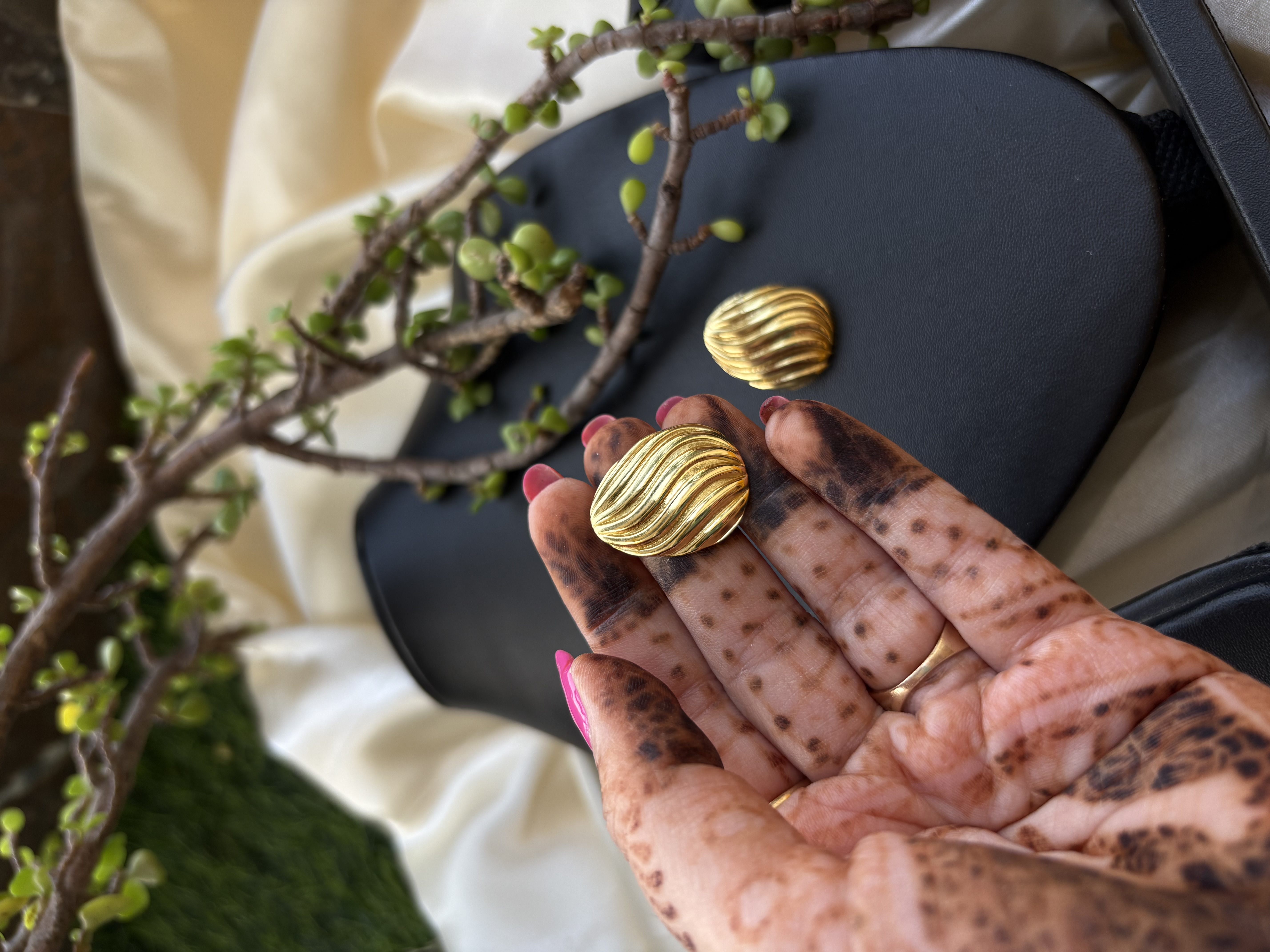 Gold Wave Pattern Earrings