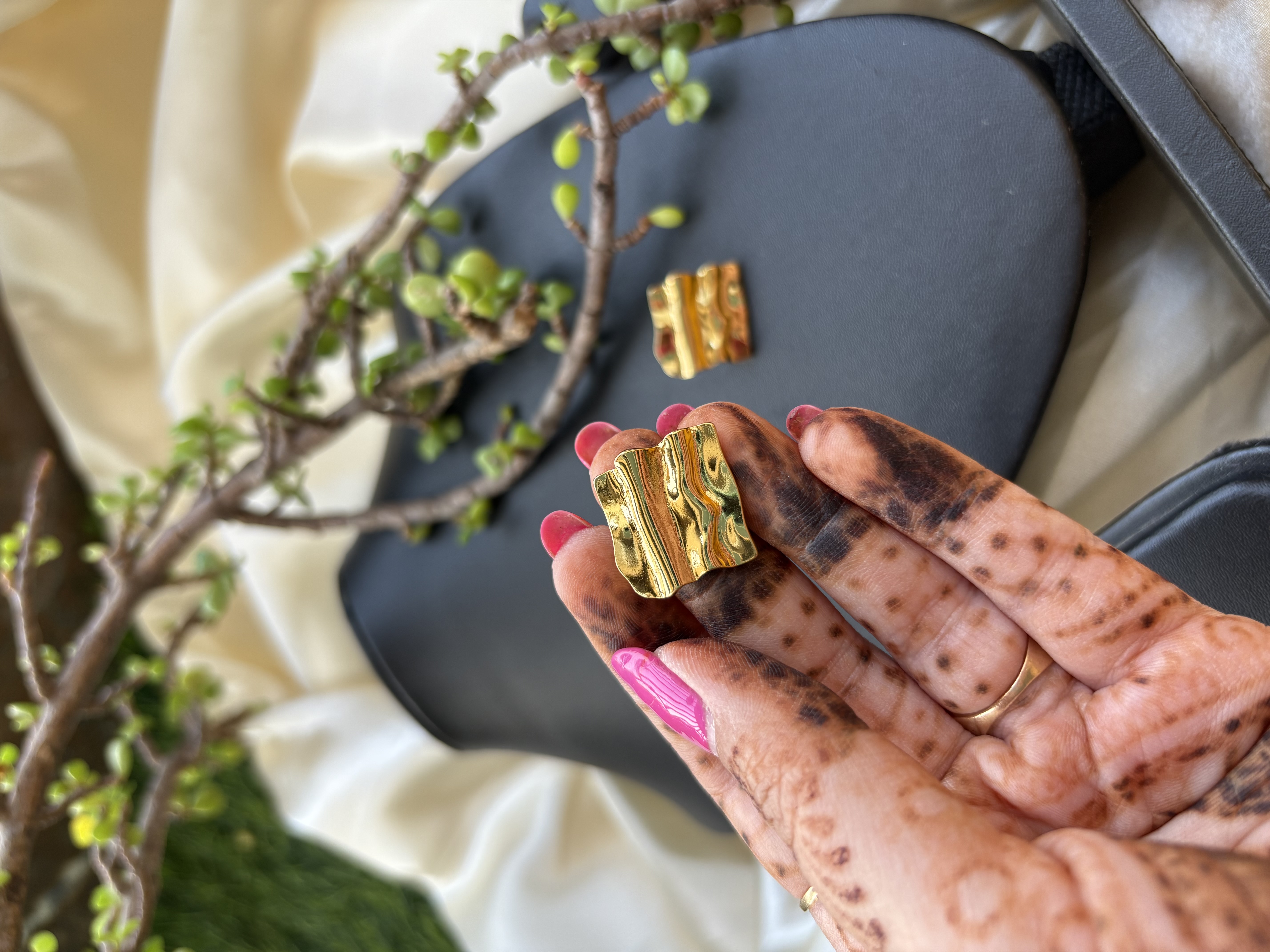 Handcrafted Abstract Gold Earrings