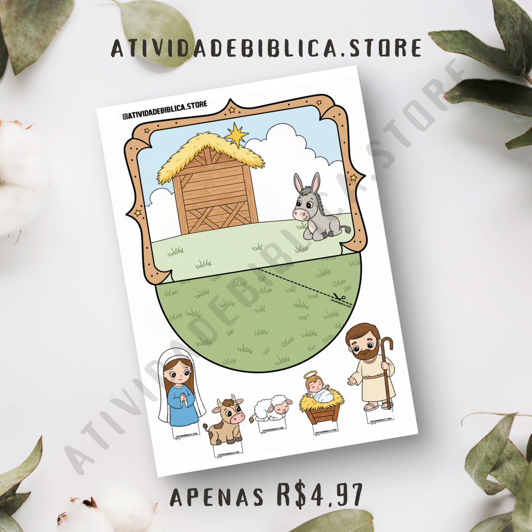 Atividades Bíblicas para Crianças – Presépio + Dia da Bíblia (PDF para imprimir)