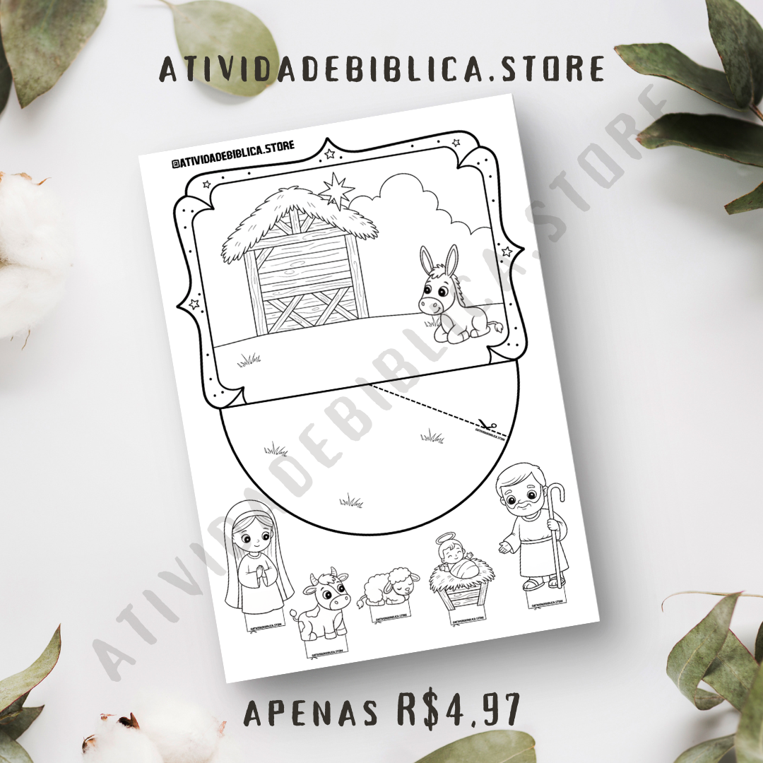 Atividades Bíblicas para Crianças – Presépio + Dia da Bíblia (PDF para imprimir)