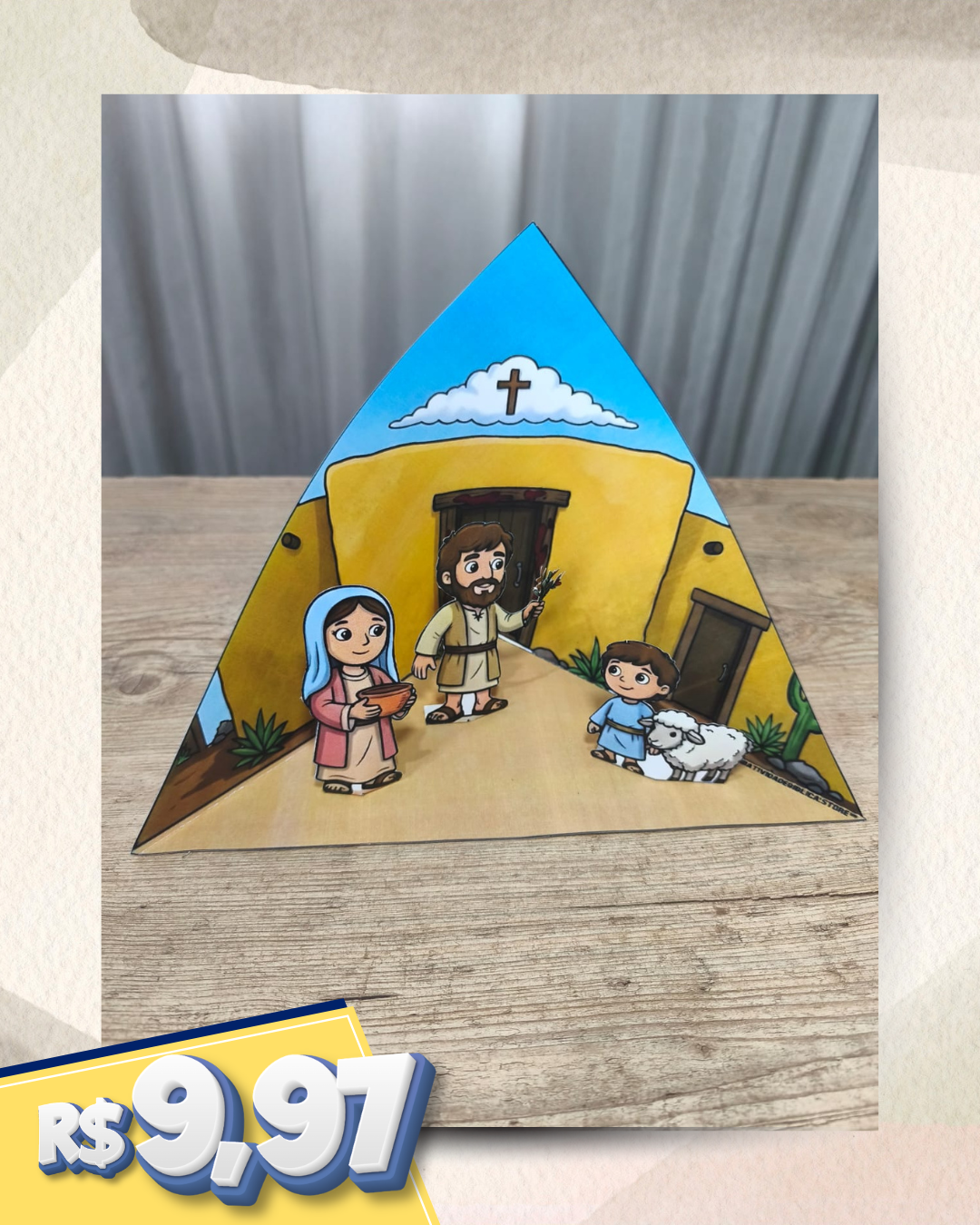 Kit: Roteiro de Páscoa e Redenção: Libertos pelo Cordeito (4 lições adaptadas a 3 faixas etárias) + 4 Trioramas 3D