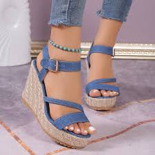 Sandalias de cuña azules
