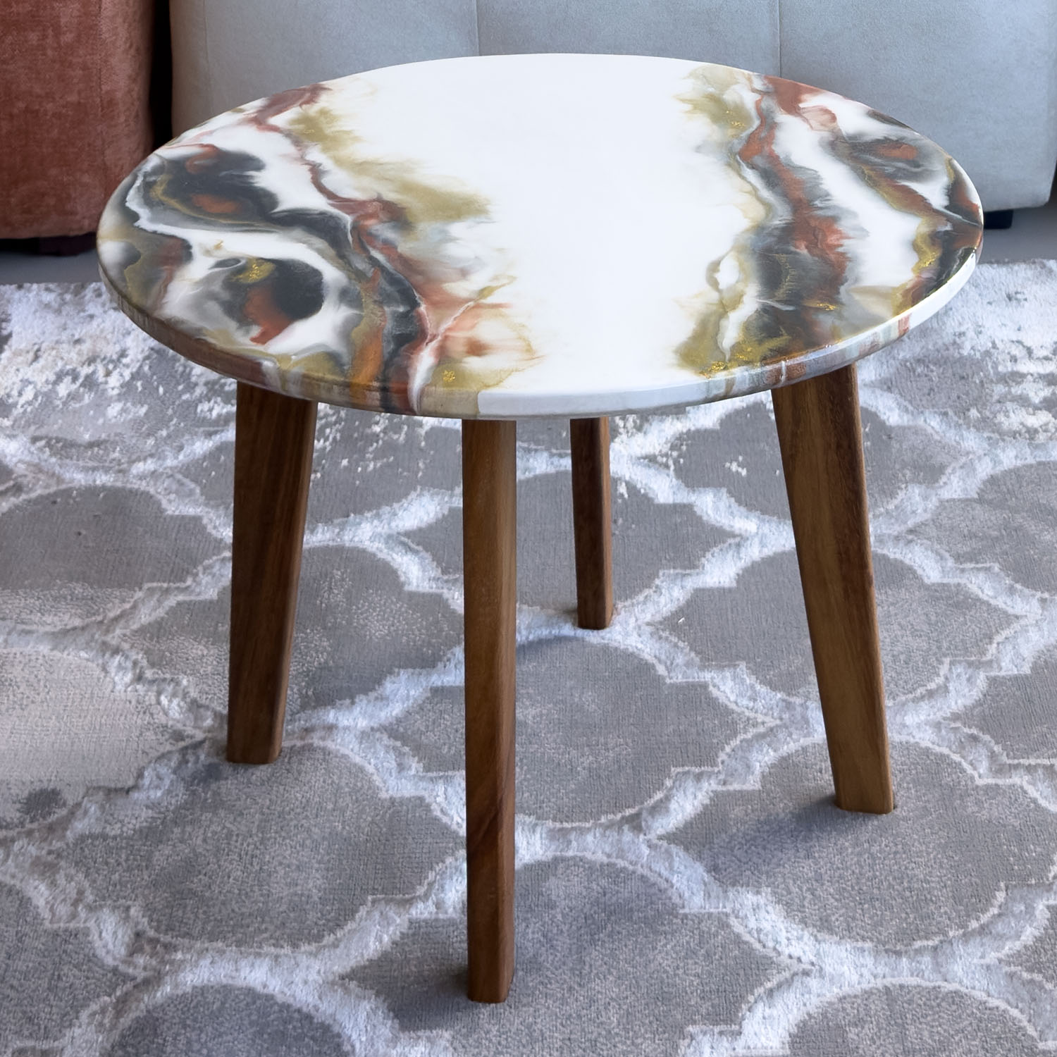 Mesa de Centro de Resina Epóxica Cobre y Oro